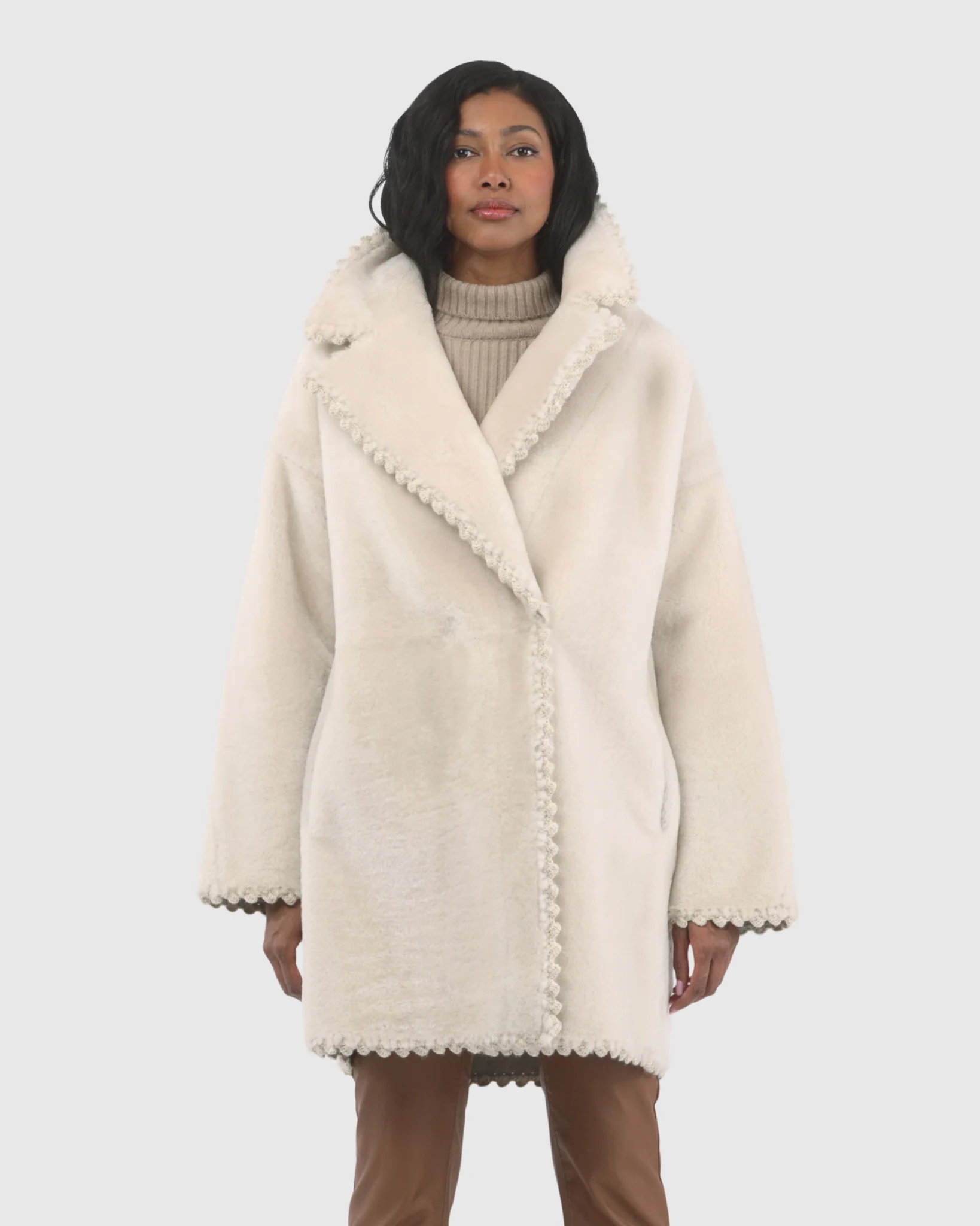 Reversible Select Shearling Lamb Jacket With Embroiderd Trim