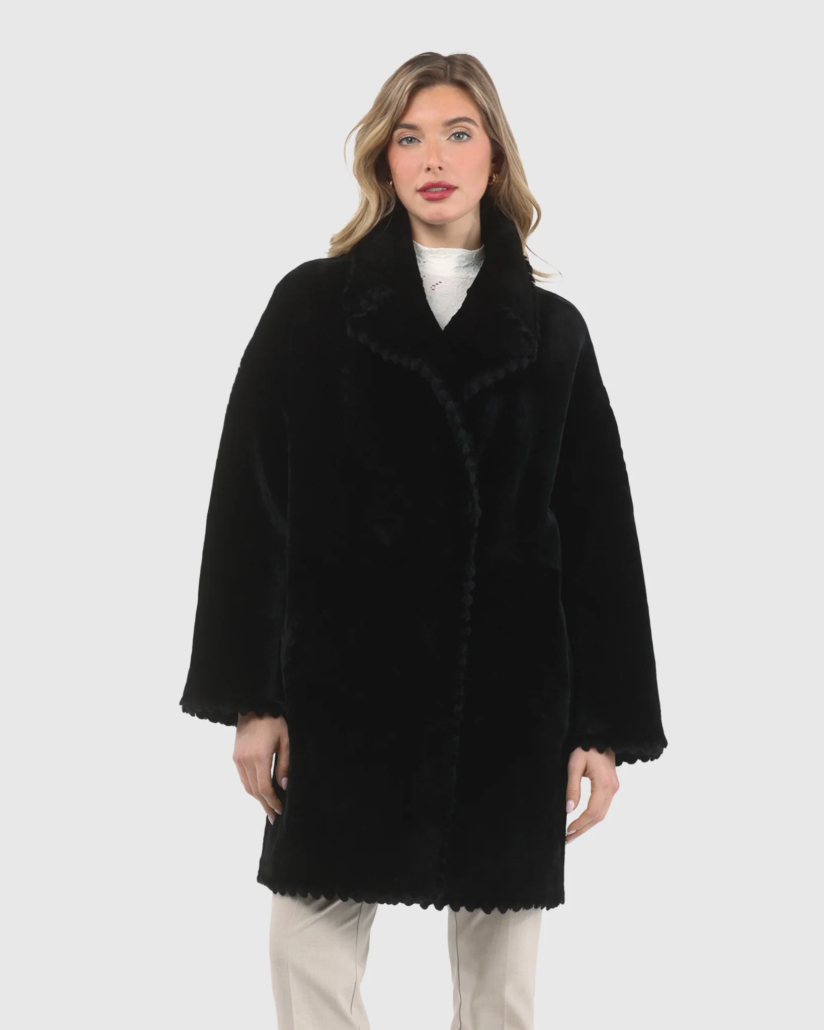 Reversible Select Shearling Lamb Jacket With Embroiderd Trim - Image 8