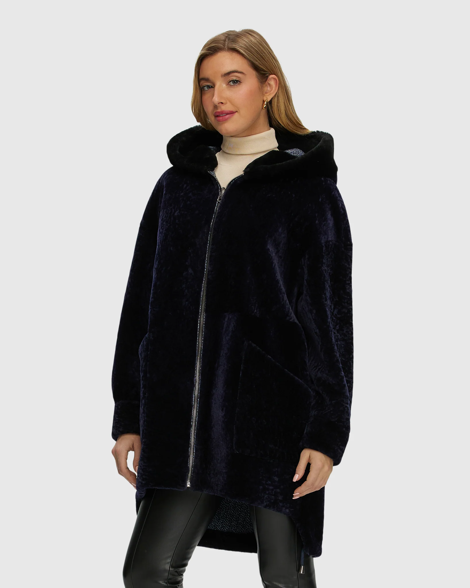 Reversible Select Shearling Lamb Jacket, Hood - Image 2