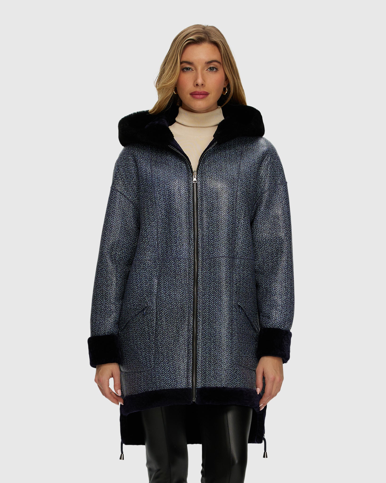 Reversible Select Shearling Lamb Jacket, Hood - Image 3