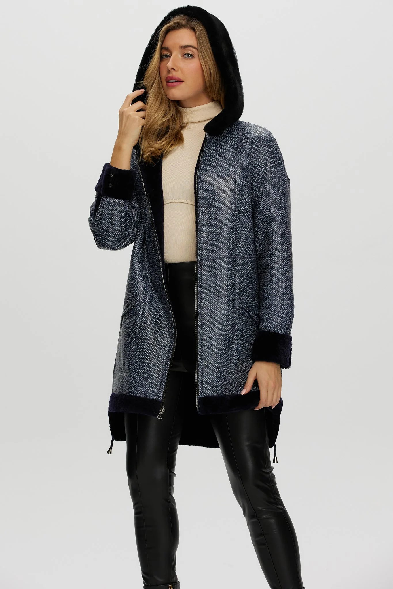Reversible Select Shearling Lamb Jacket, Hood - Image 5