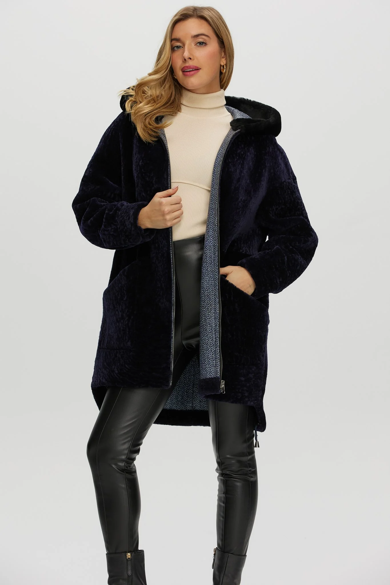 Reversible Select Shearling Lamb Jacket, Hood - Image 7