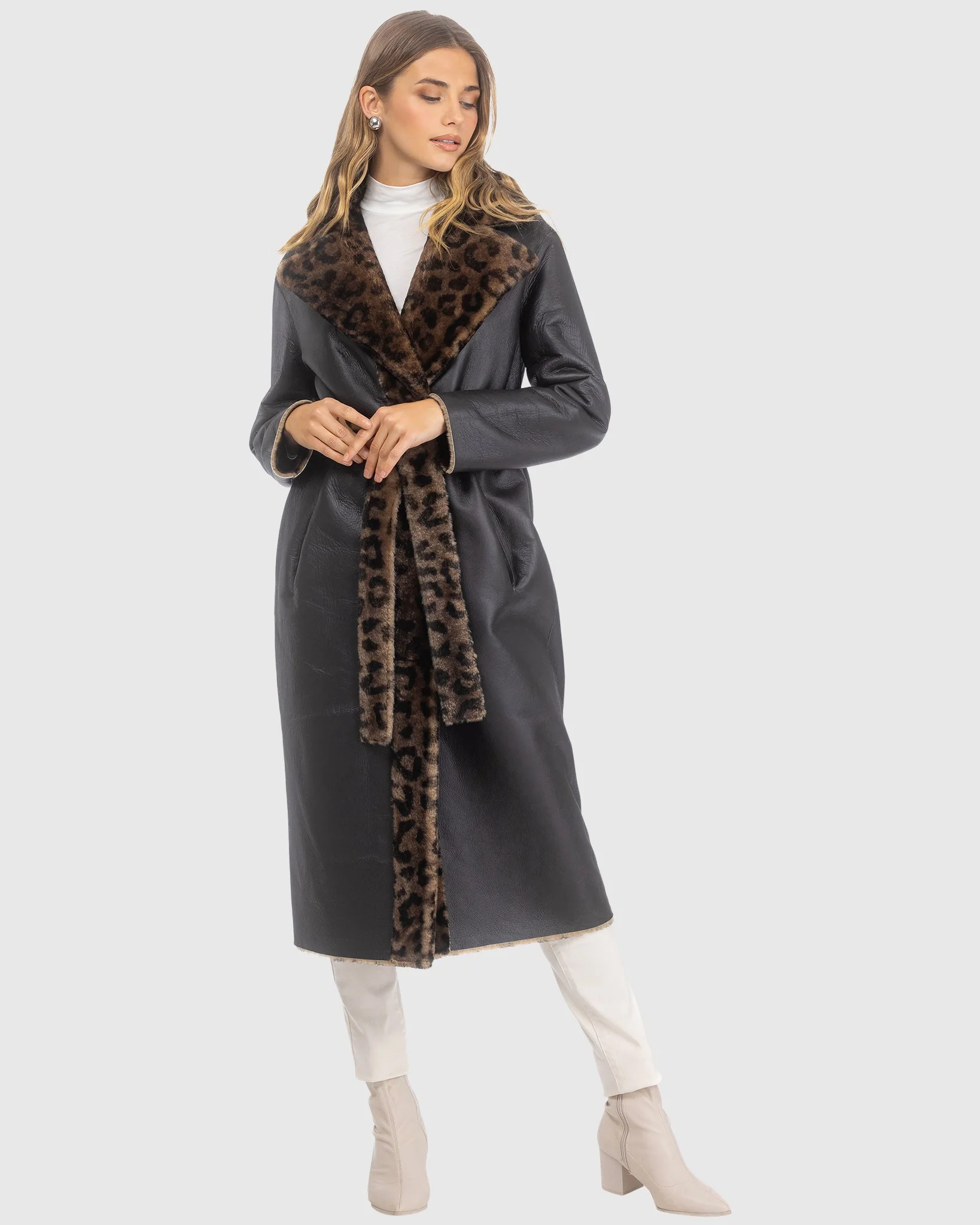 Reversible Select Shearling Lamb Stroller, Belt - Image 3