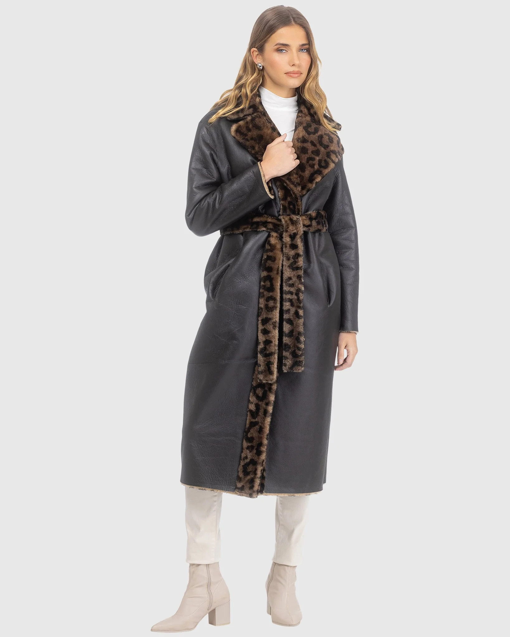 Reversible Select Shearling Lamb Stroller, Belt - Image 7