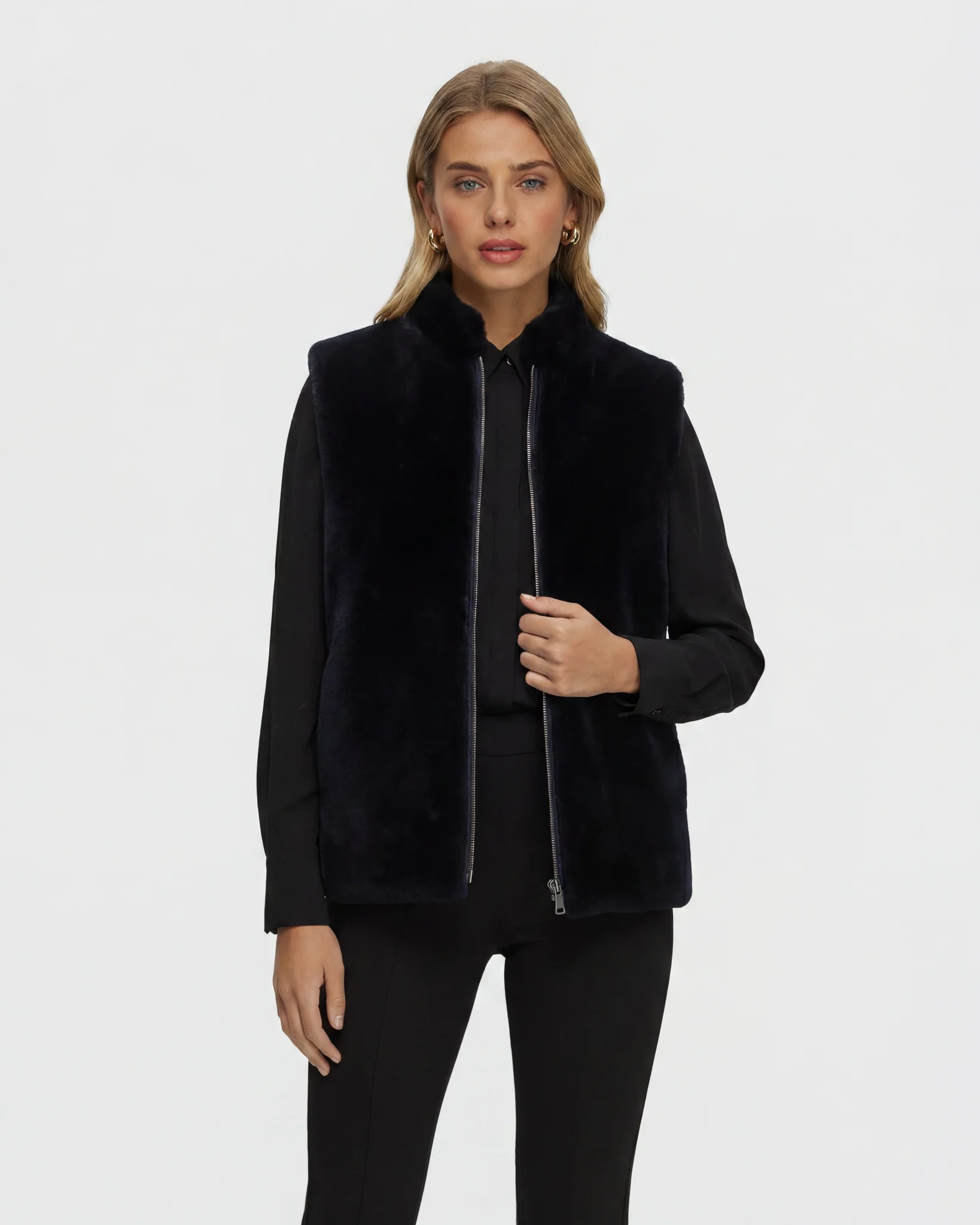 REVERSIBLE SELECT SHEARLING LAMB VEST WITH LORO PIANA WOOL AND CASHMERE QUILTED DOWN BACK - Image 13