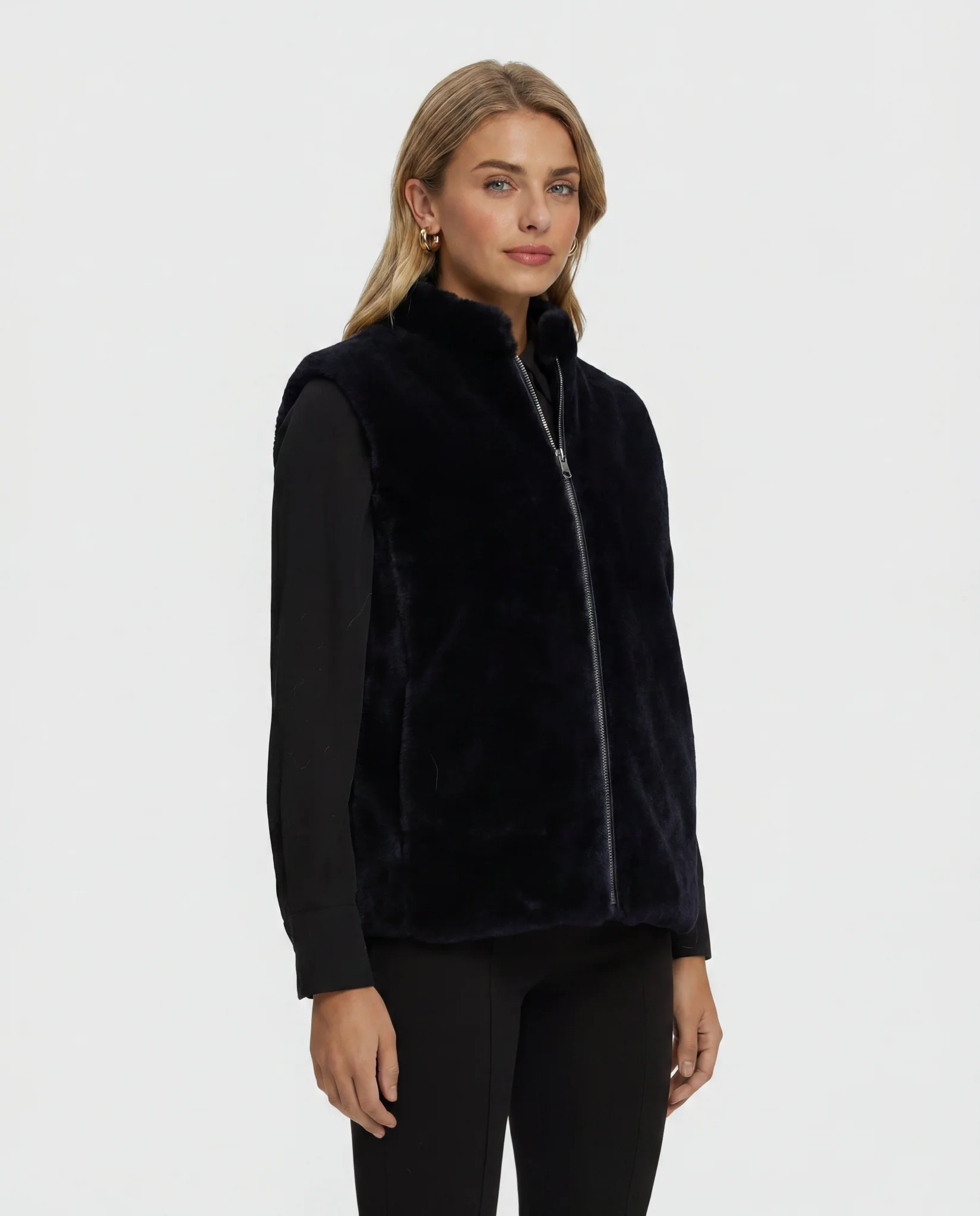 REVERSIBLE SELECT SHEARLING LAMB VEST WITH LORO PIANA WOOL AND CASHMERE QUILTED DOWN BACK - Image 14
