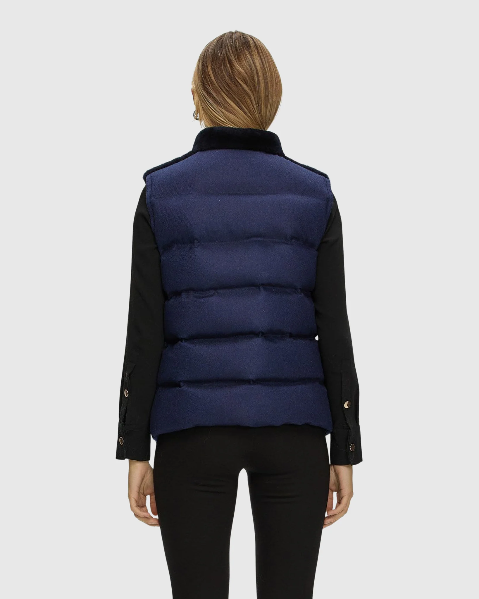 REVERSIBLE SELECT SHEARLING LAMB VEST WITH LORO PIANA WOOL AND CASHMERE QUILTED DOWN BACK - Image 5
