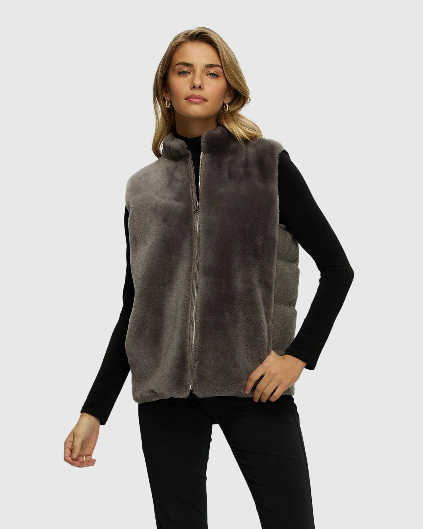REVERSIBLE SELECT SHEARLING LAMB VEST WITH LORO PIANA WOOL AND CASHMERE QUILTED DOWN BACK - Image 6