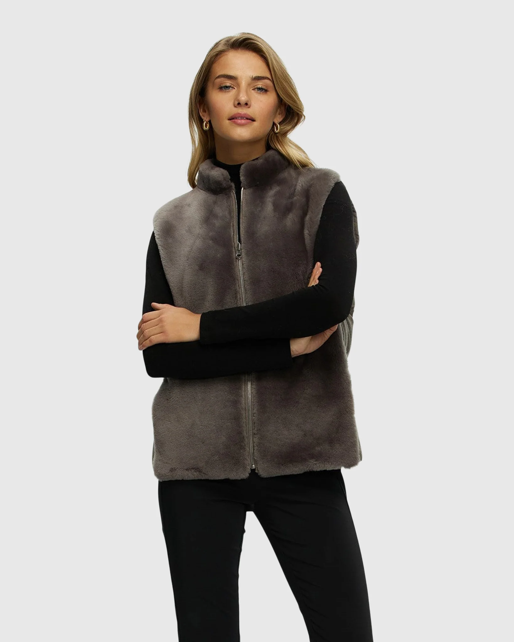 REVERSIBLE SELECT SHEARLING LAMB VEST WITH LORO PIANA WOOL AND CASHMERE QUILTED DOWN BACK - Image 7