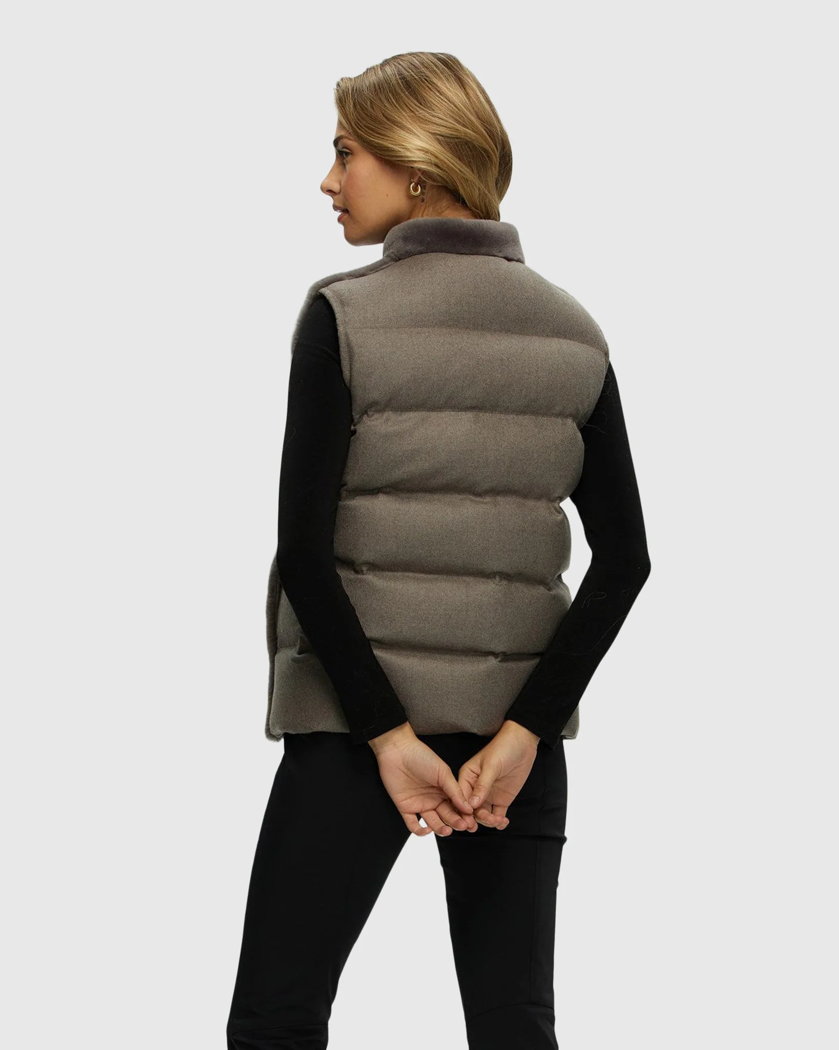 REVERSIBLE SELECT SHEARLING LAMB VEST WITH LORO PIANA WOOL AND CASHMERE QUILTED DOWN BACK - Image 8