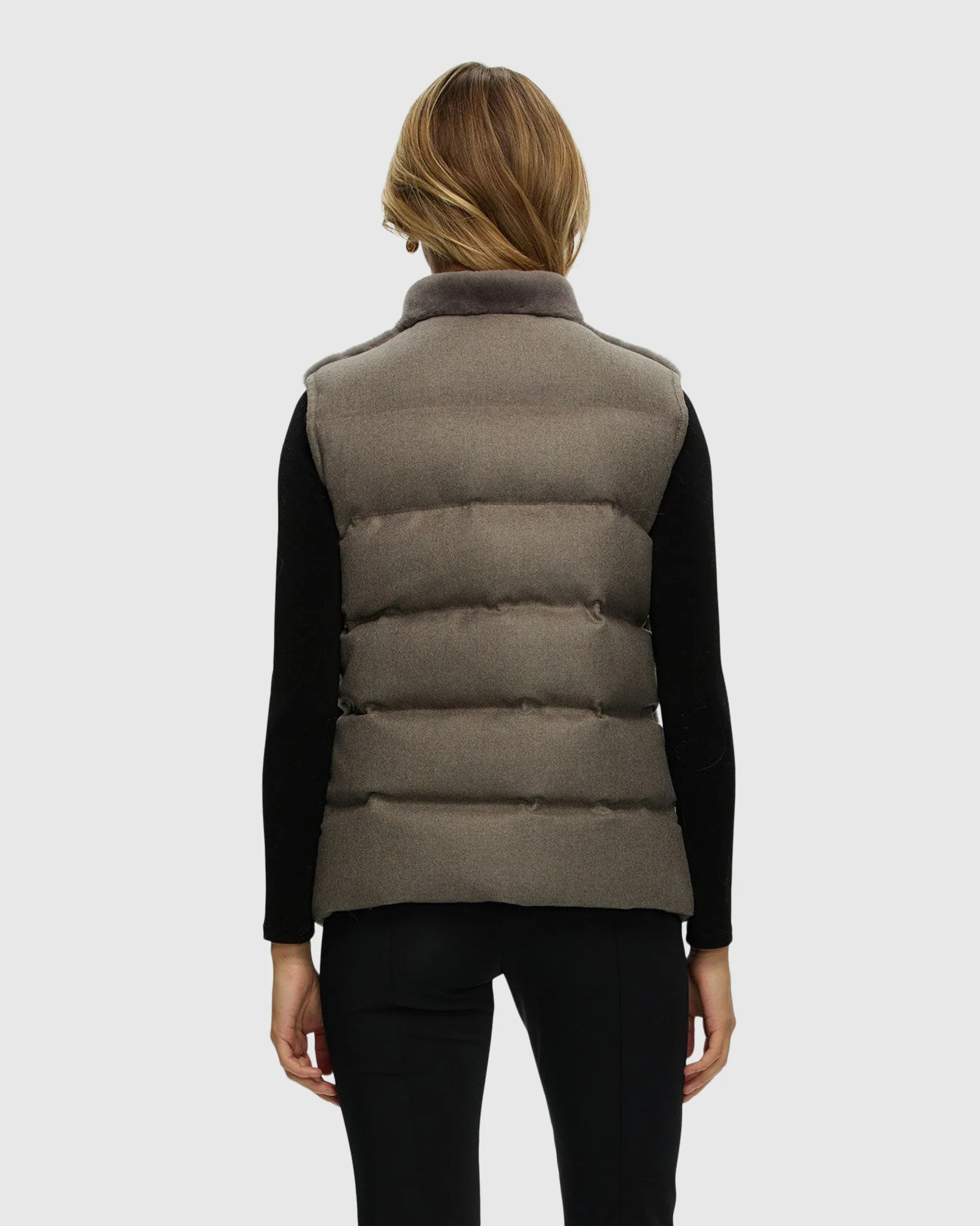 REVERSIBLE SELECT SHEARLING LAMB VEST WITH LORO PIANA WOOL AND CASHMERE QUILTED DOWN BACK - Image 9