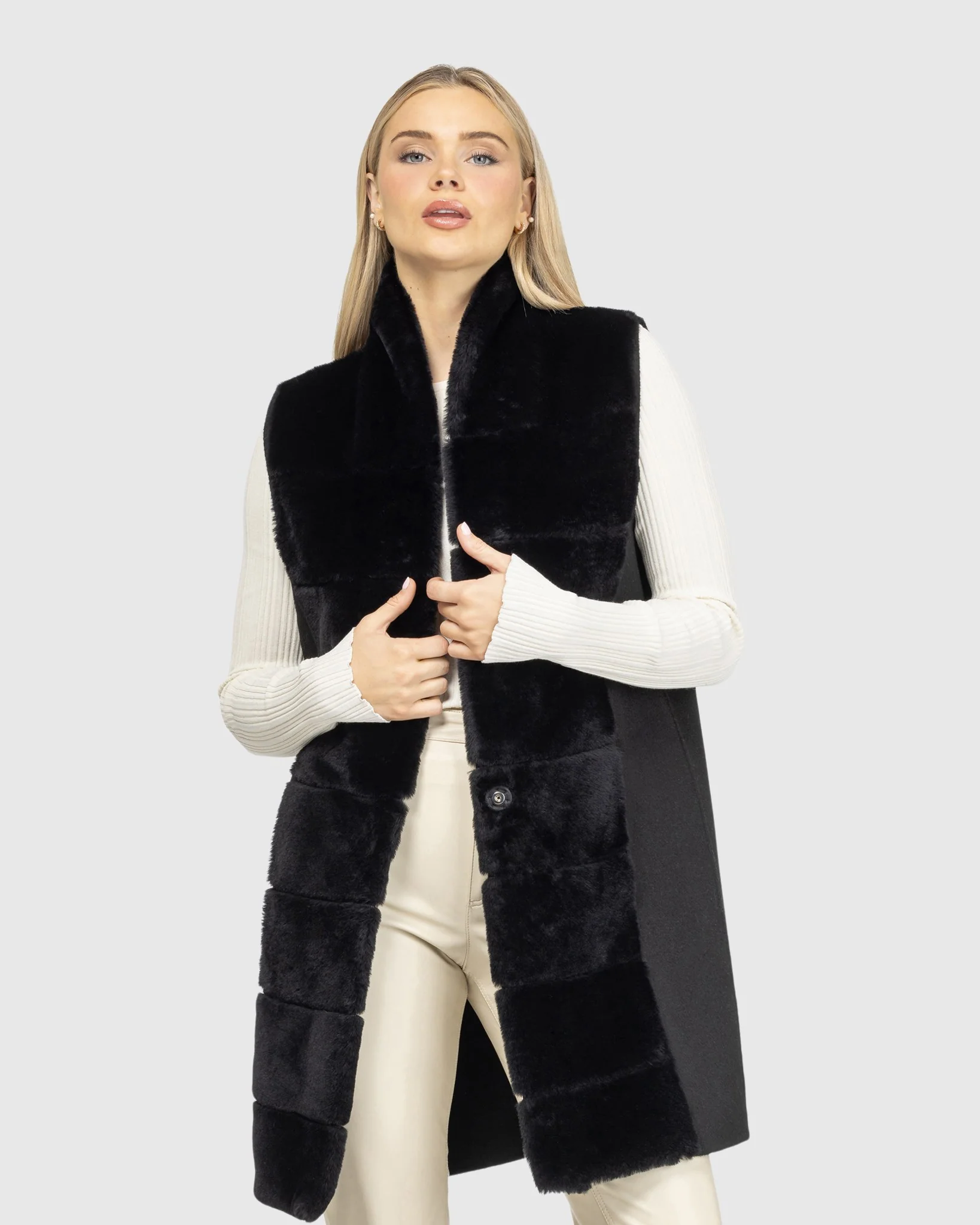 Reversible Select Shearling Lamb Vest With Select Wool And Cashmere Back - Image 5
