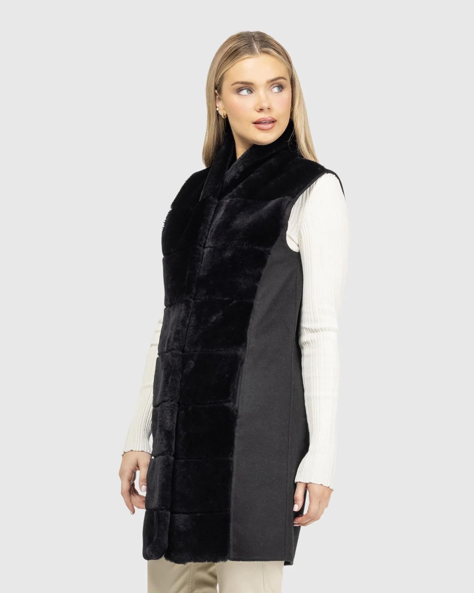 Reversible Select Shearling Lamb Vest With Select Wool And Cashmere Back - Image 6