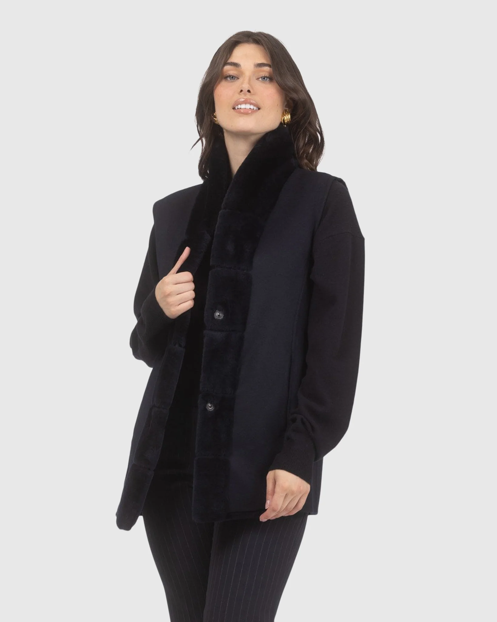 Reversible Select Shearling Lamb Vest With Select Wool And Cashmere Back - Image 11