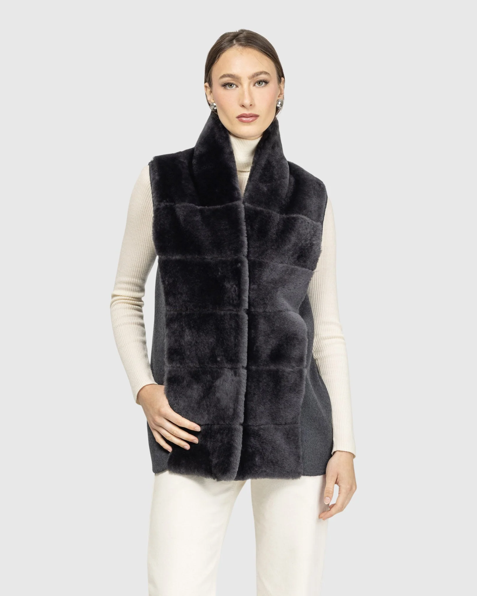 Reversible Select Shearling Lamb Vest With Select Wool And Cashmere Back - Image 14