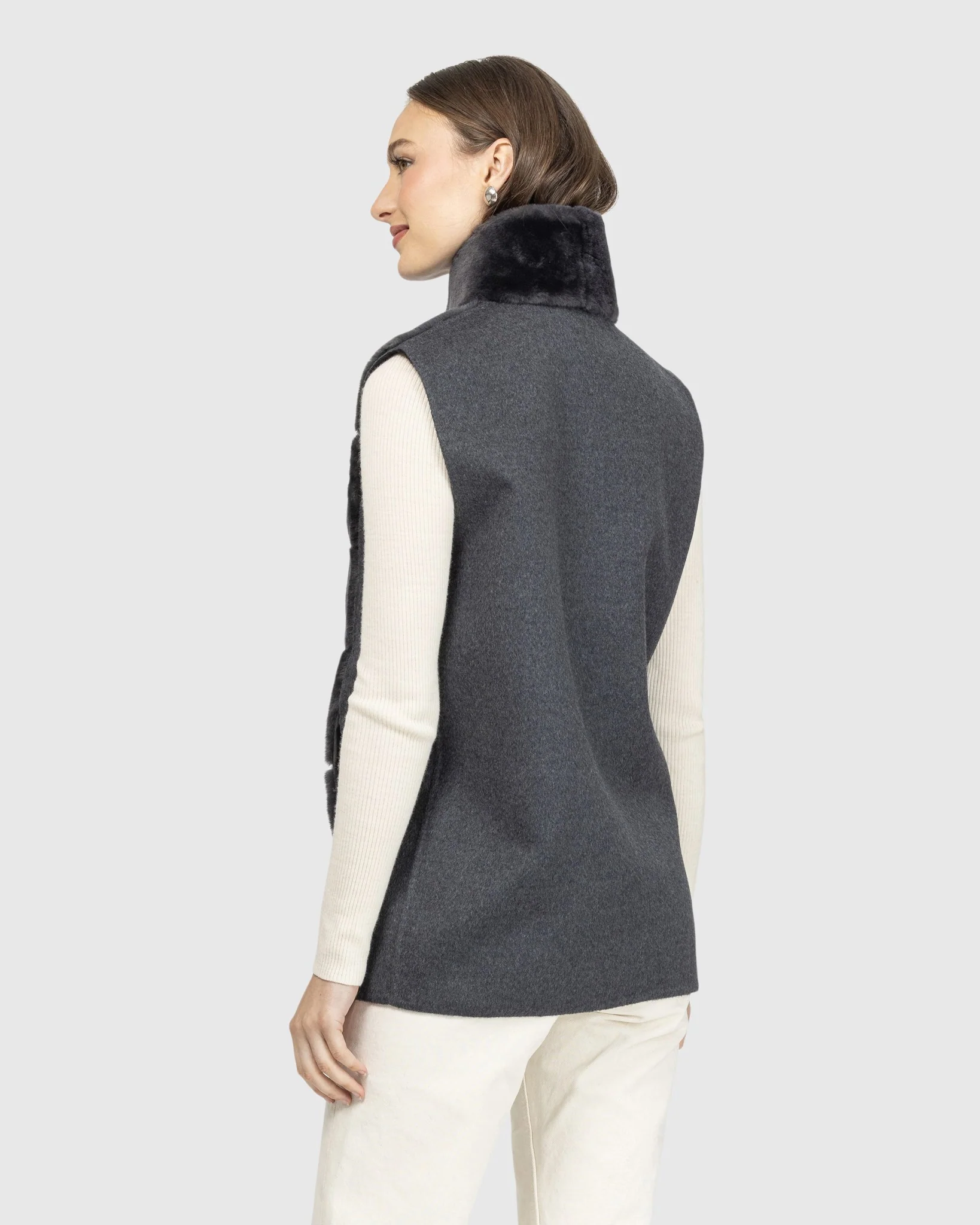 Reversible Select Shearling Lamb Vest With Select Wool And Cashmere Back - Image 16
