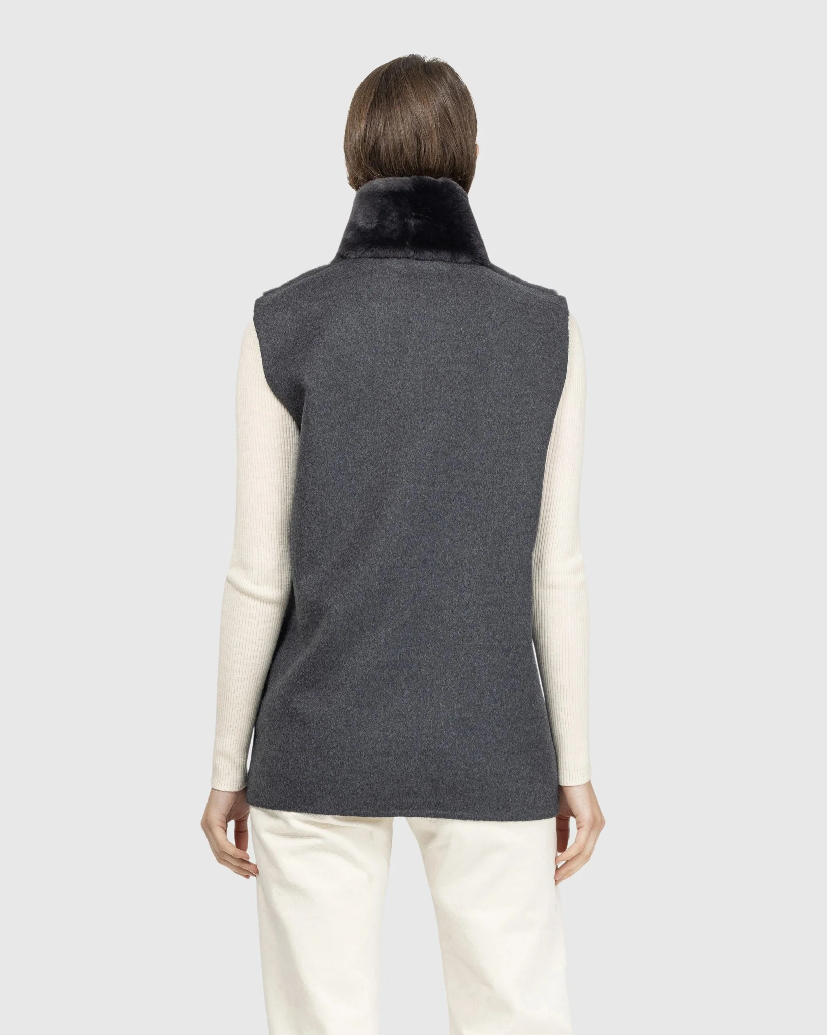 Reversible Select Shearling Lamb Vest With Select Wool And Cashmere Back - Image 17