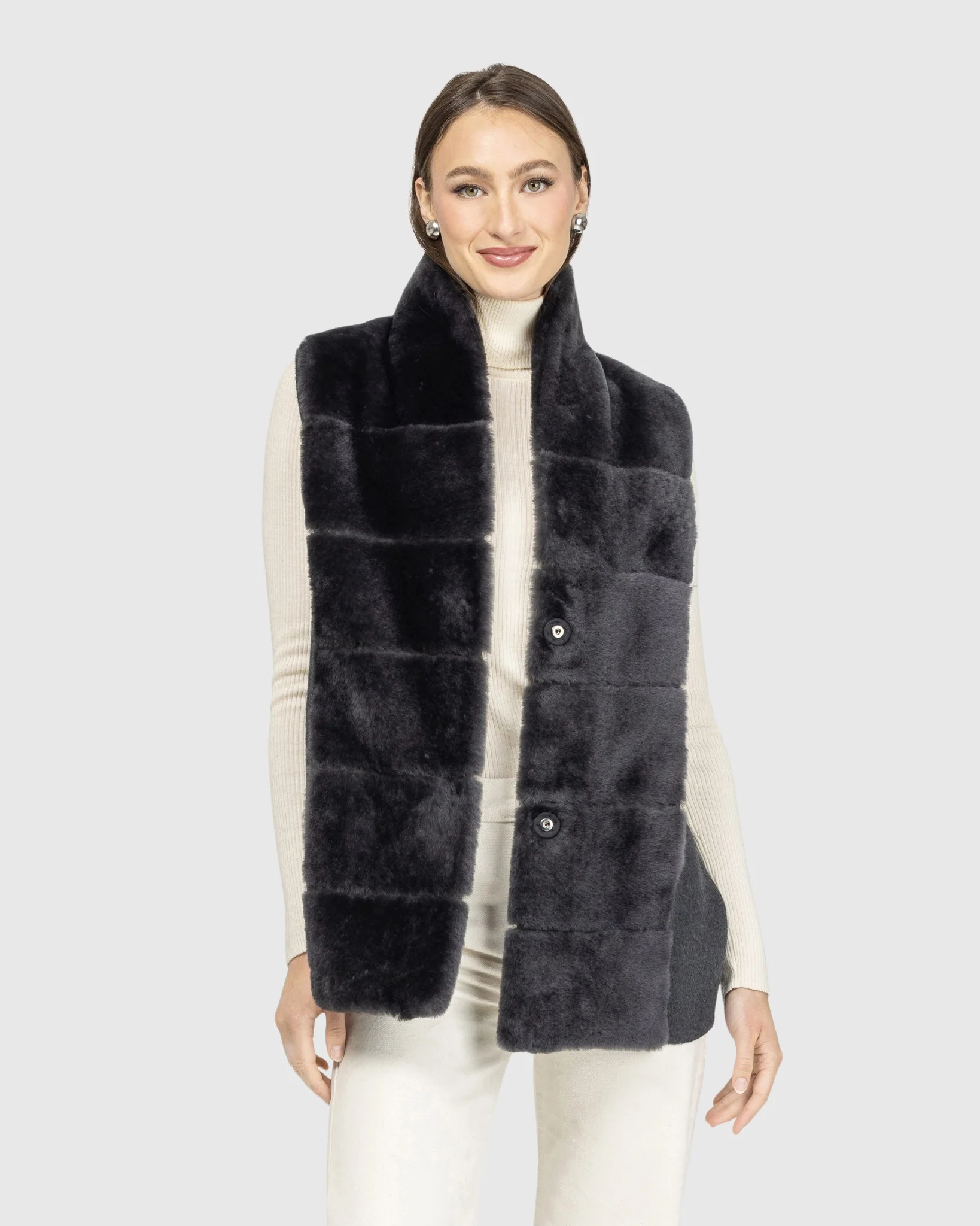 Reversible Select Shearling Lamb Vest With Select Wool And Cashmere Back - Image 18