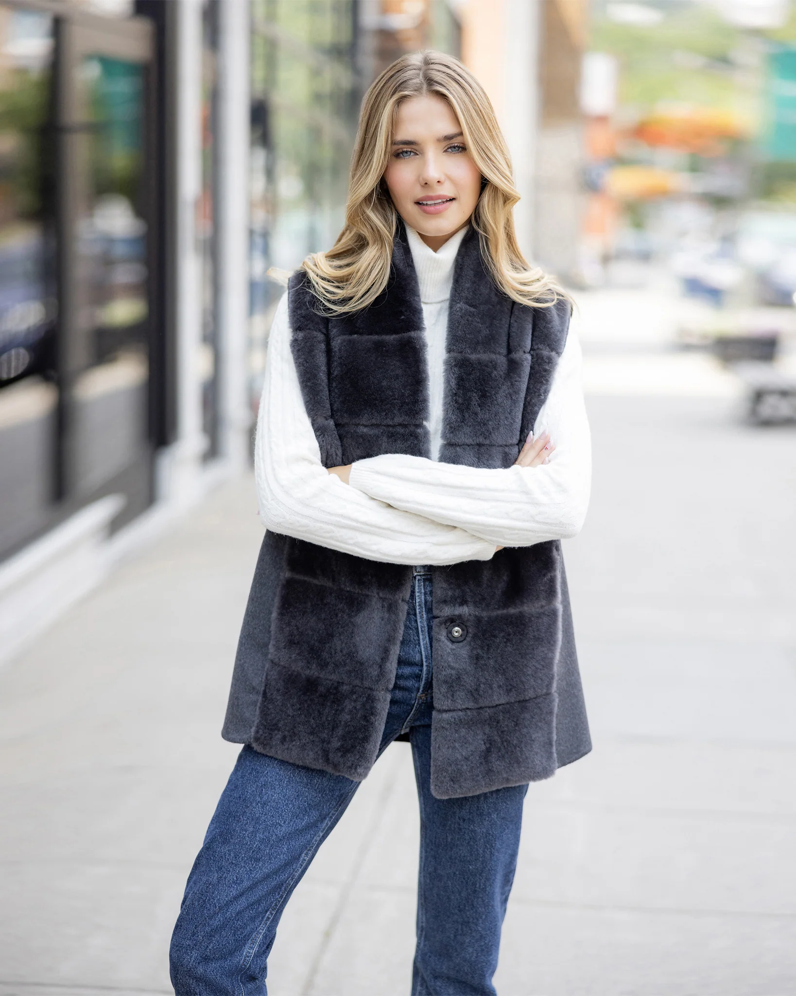Reversible Select Shearling Lamb Vest With Select Wool And Cashmere Back - Image 21
