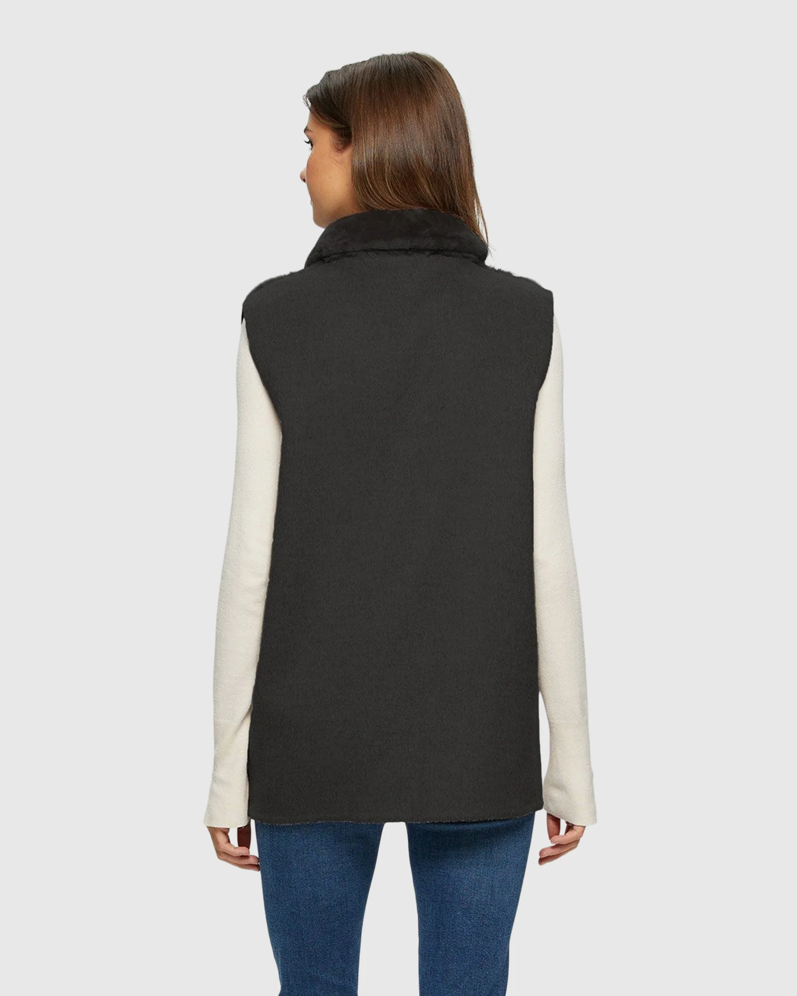 Reversible Select Shearling Lamb Vest With Select Wool And Cashmere Back - Image 5