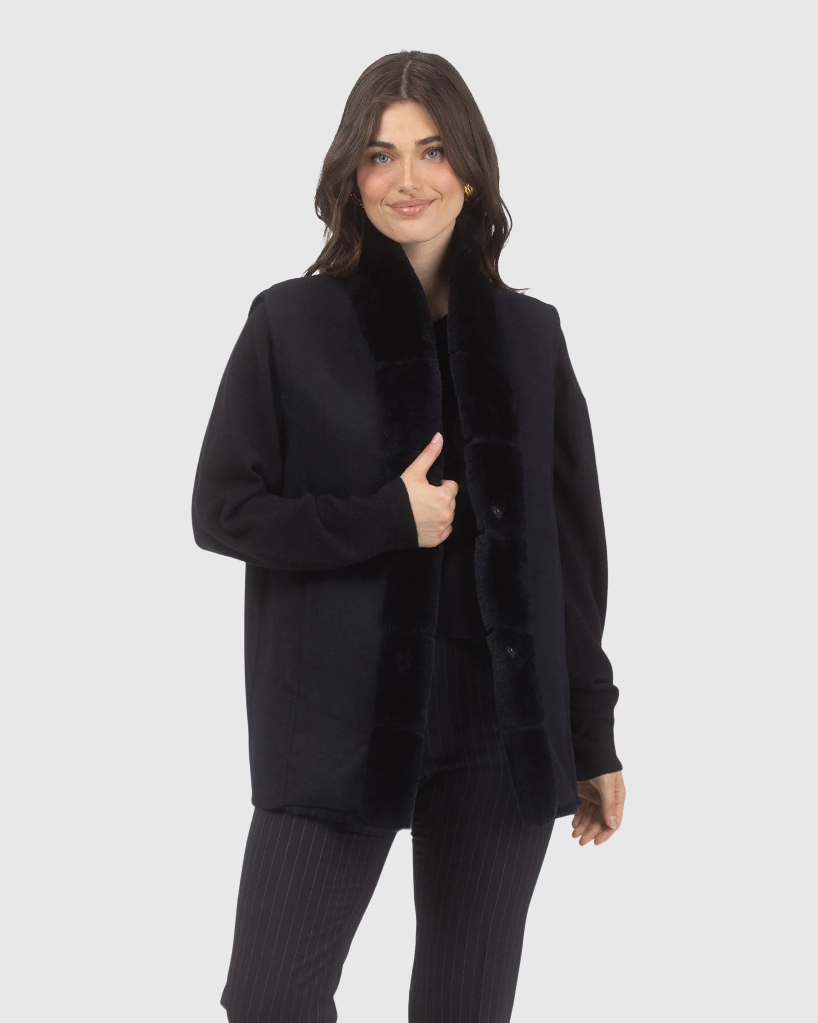 Reversible Select Shearling Lamb Vest With Select Wool And Cashmere Back - Image 8