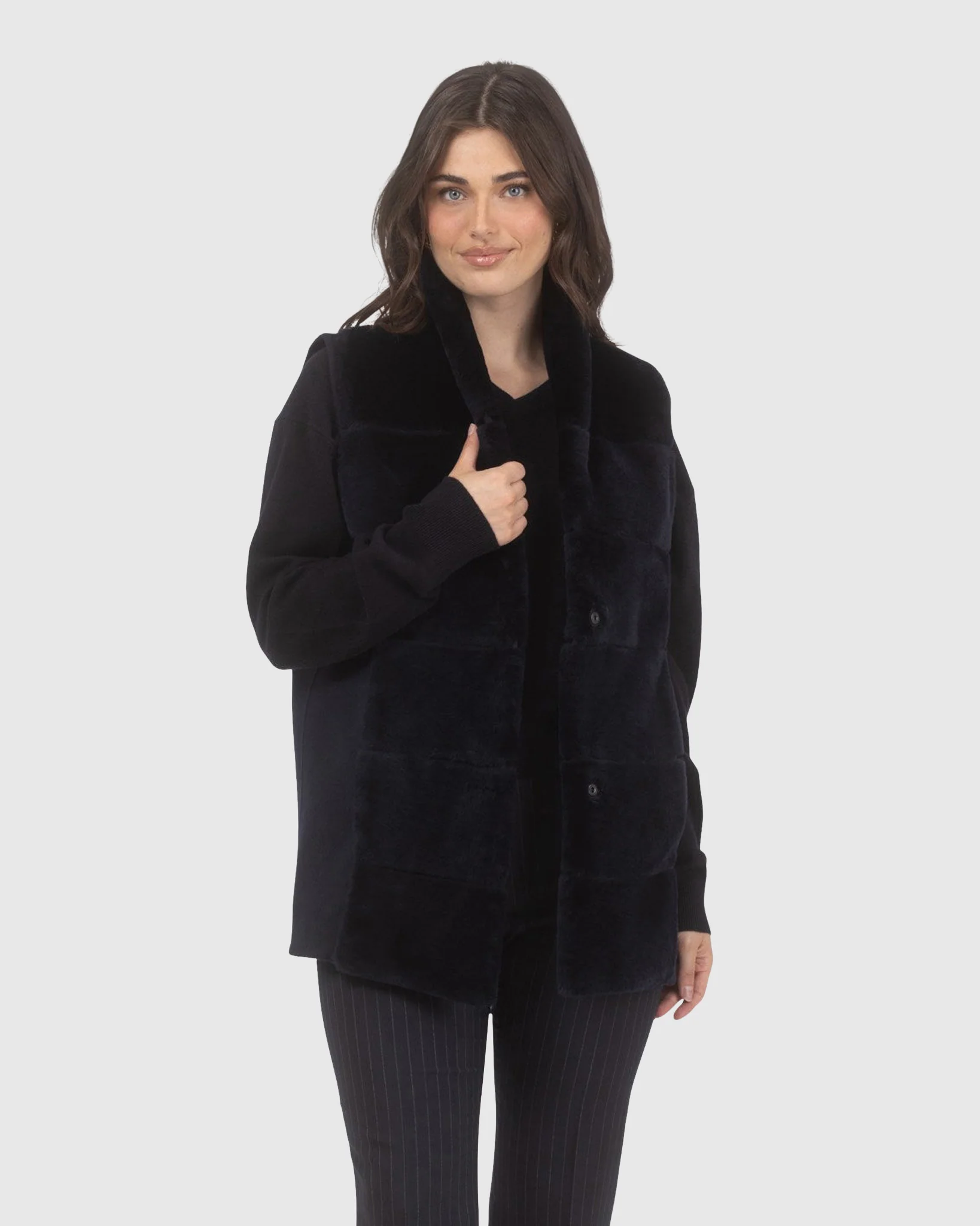 Reversible Select Shearling Lamb Vest With Select Wool And Cashmere Back - Image 9