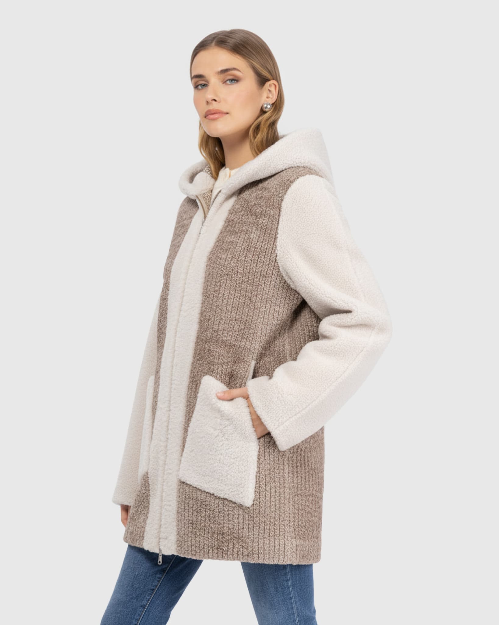 Reversible Select Shearling Lamb Zip Jacket, Hood - Image 2