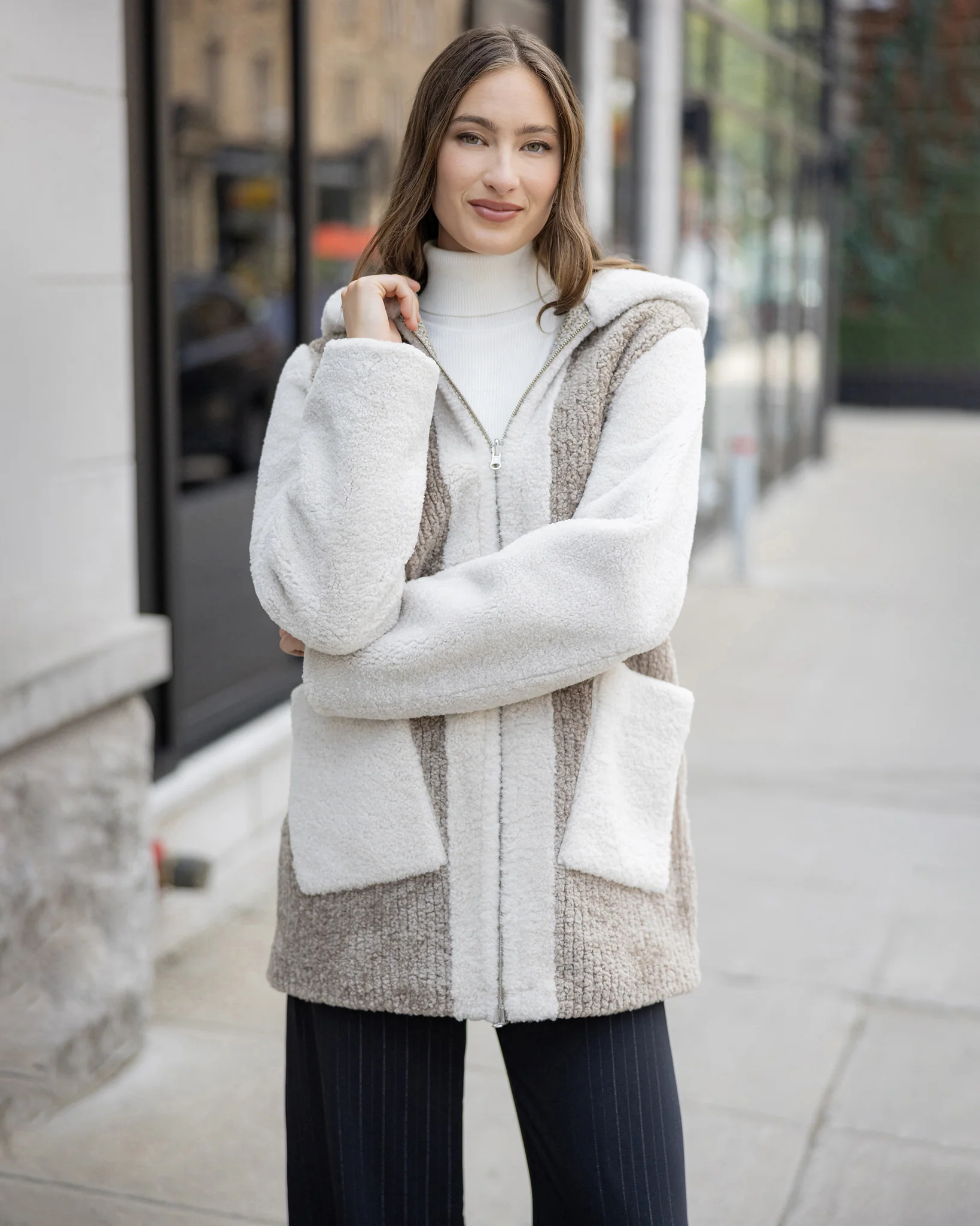 Reversible Select Shearling Lamb Zip Jacket, Hood - Image 8