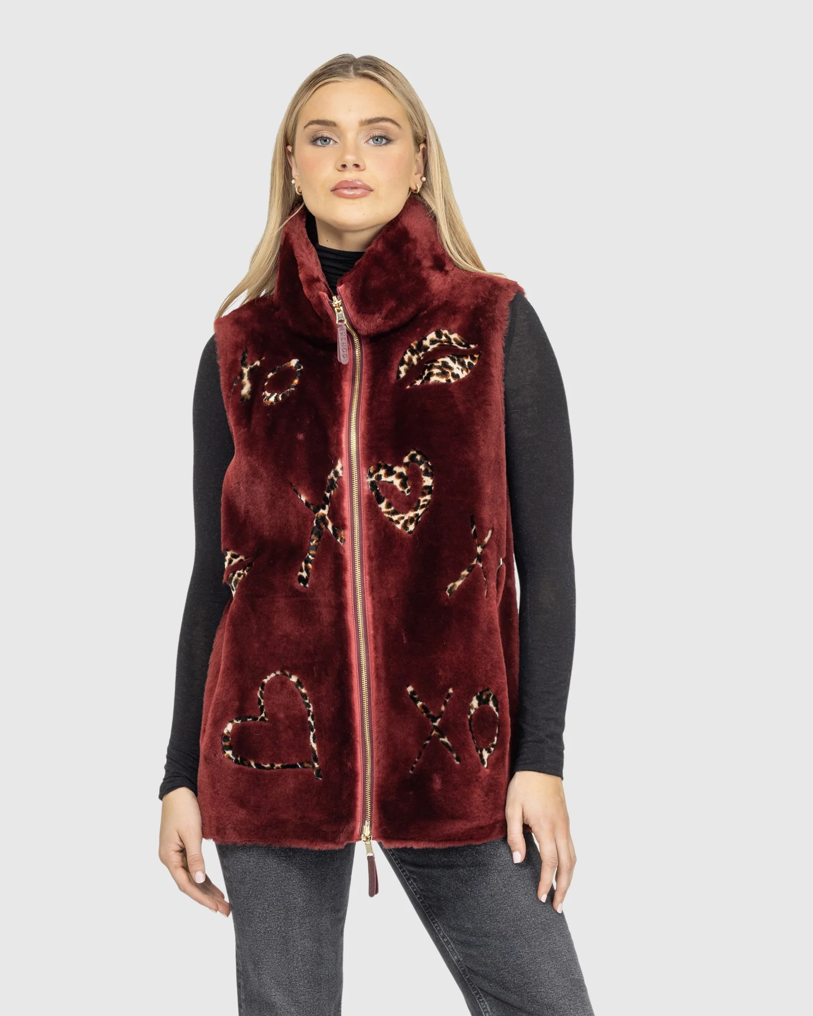 Reversible Select Shearling Lamb Zipper Vest - Image 2