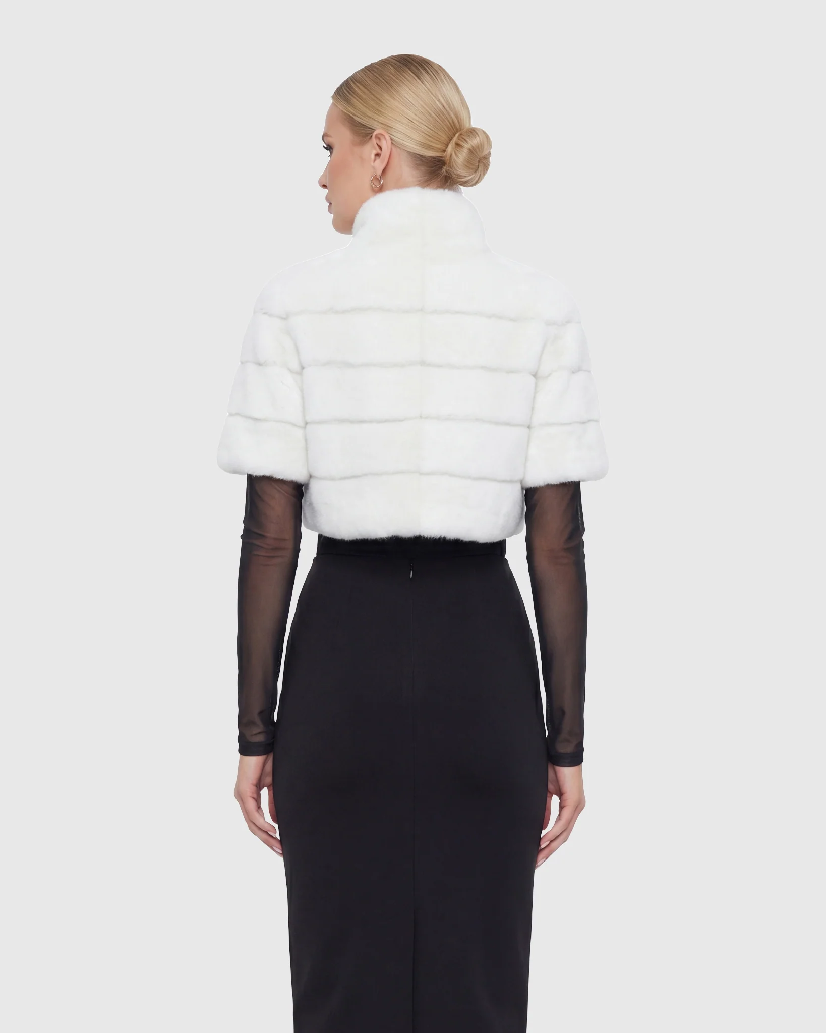 Reversible Shearling Lamb Bolero, Cropped Sleeves - Image 3