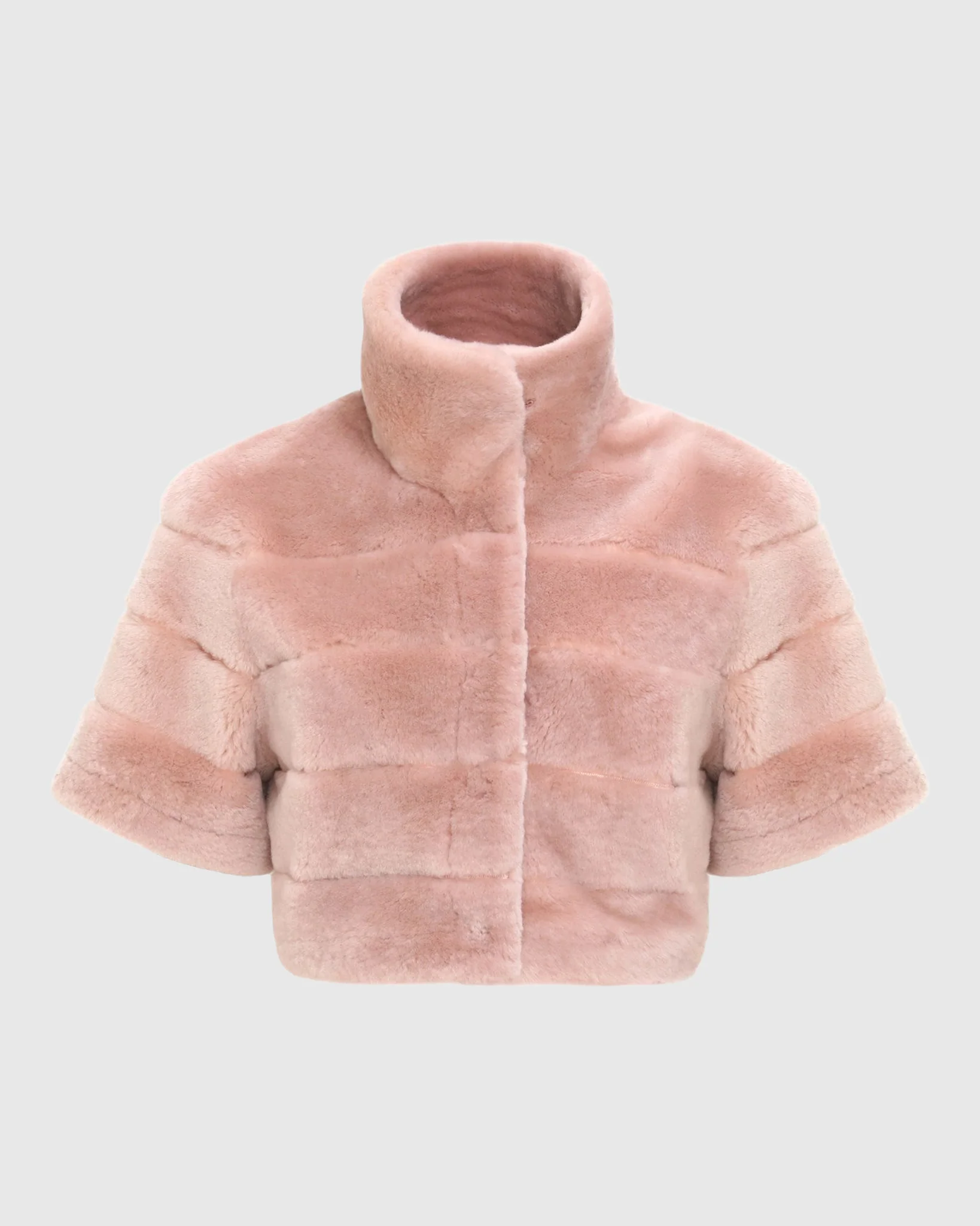 Reversible Shearling Lamb Bolero With Cropped Sleeves - Image 5