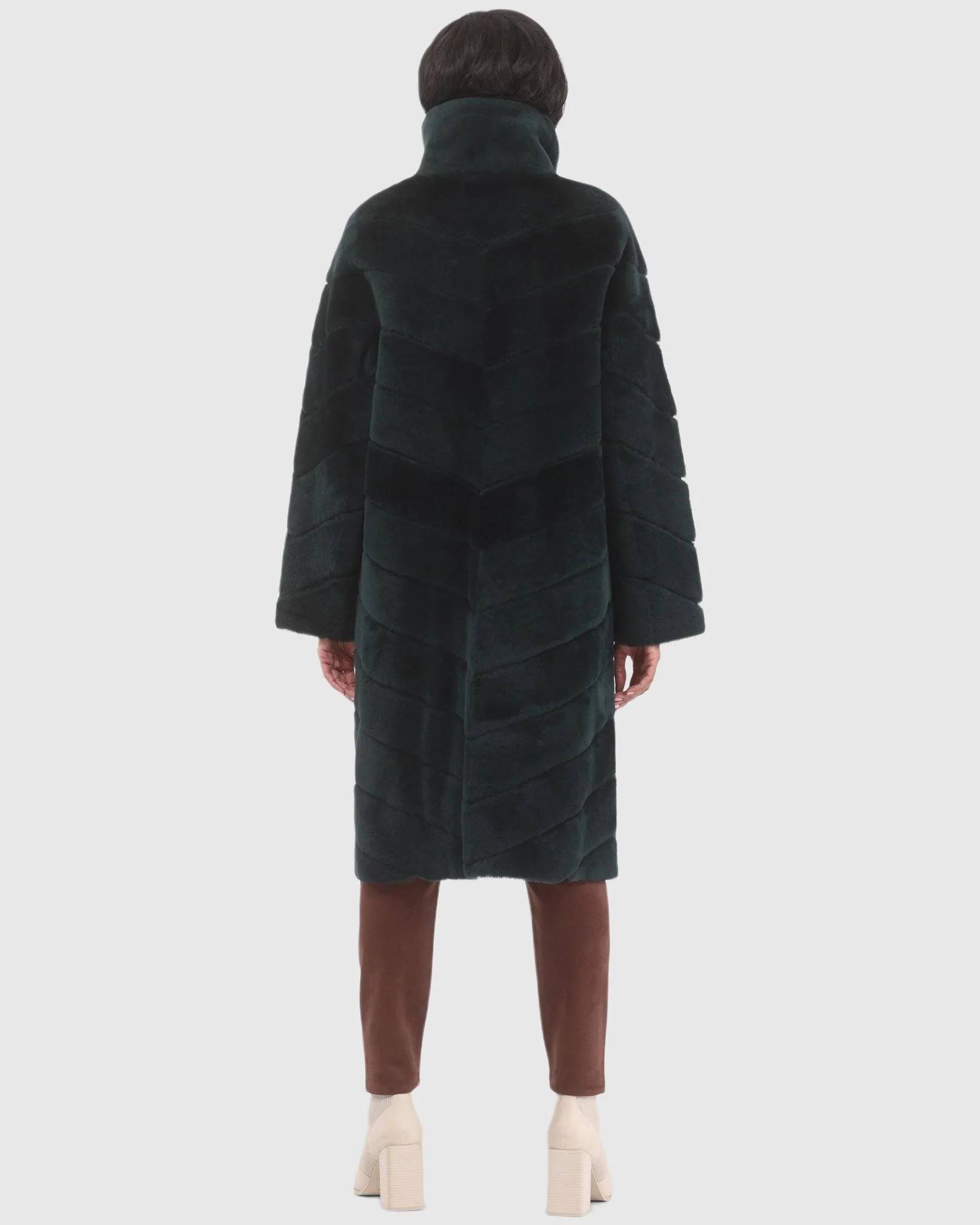 Reversible Merino Shearling Lamb Chevron Short Coat - Image 12