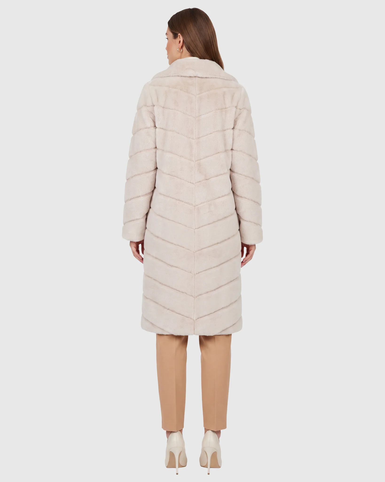 Reversible Merino Shearling Lamb Chevron Short Coat - Image 19