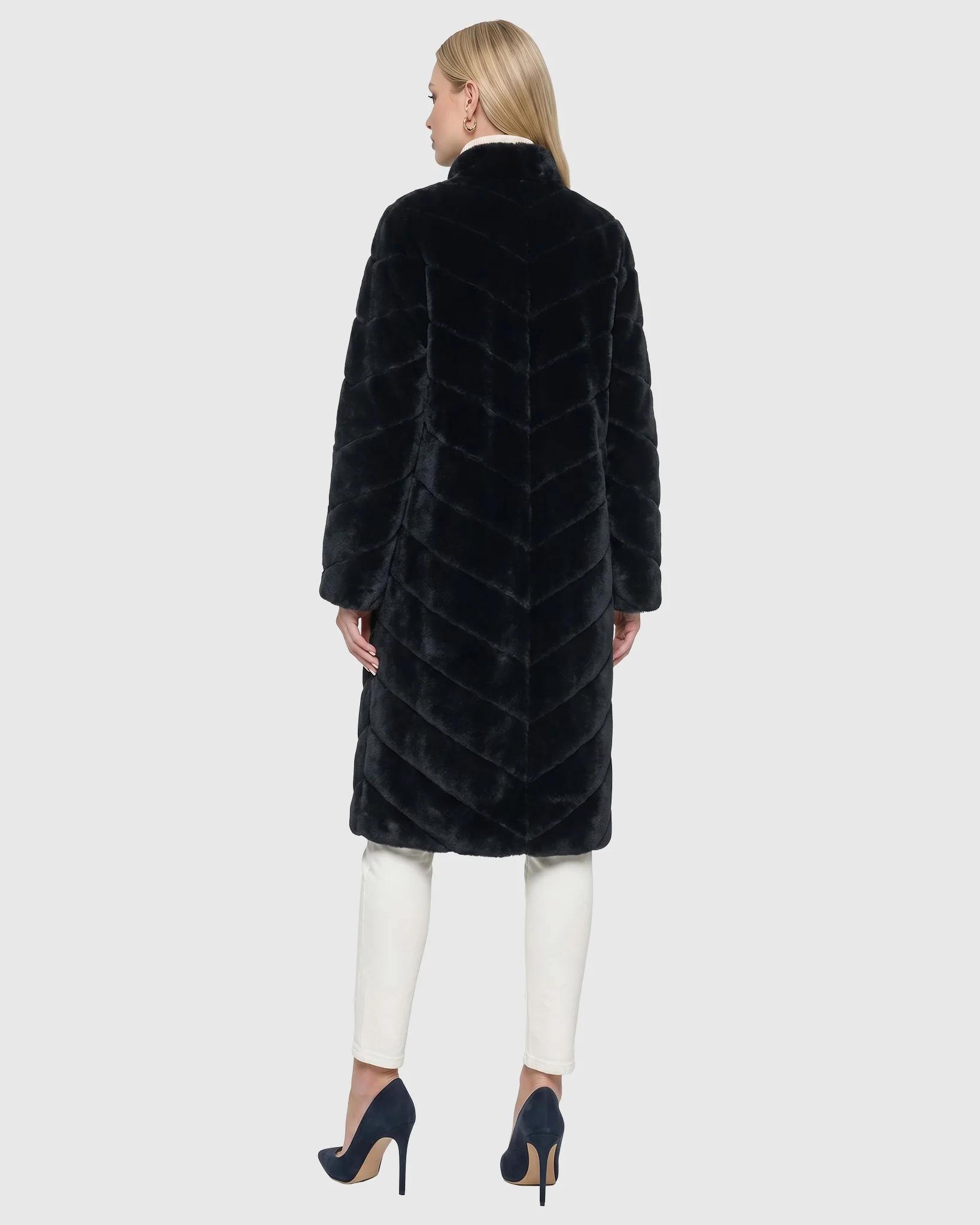 Reversible Merino Shearling Lamb Chevron Short Coat - Image 24