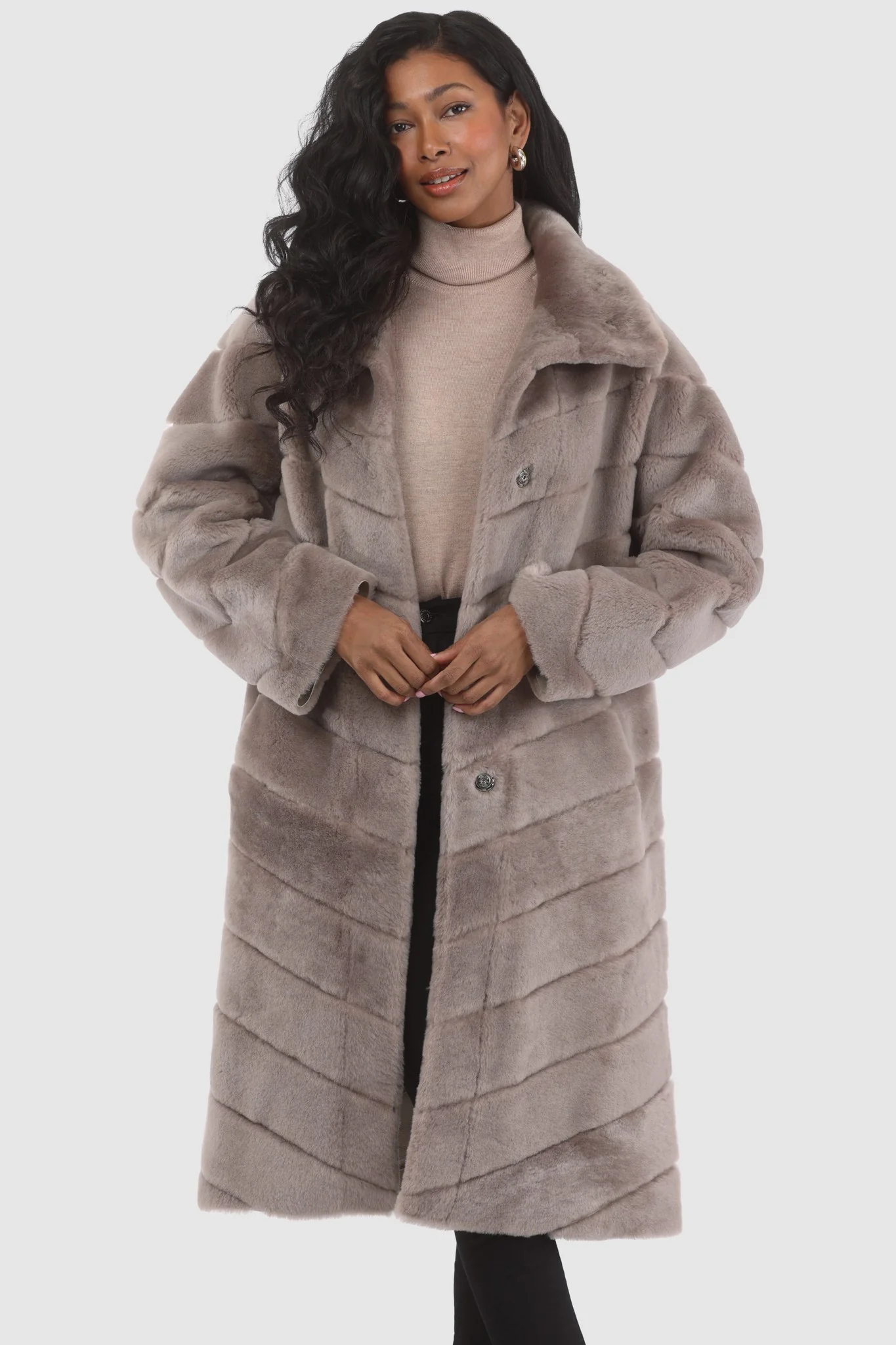 Reversible Merino Shearling Lamb Chevron Short Coat - Image 31