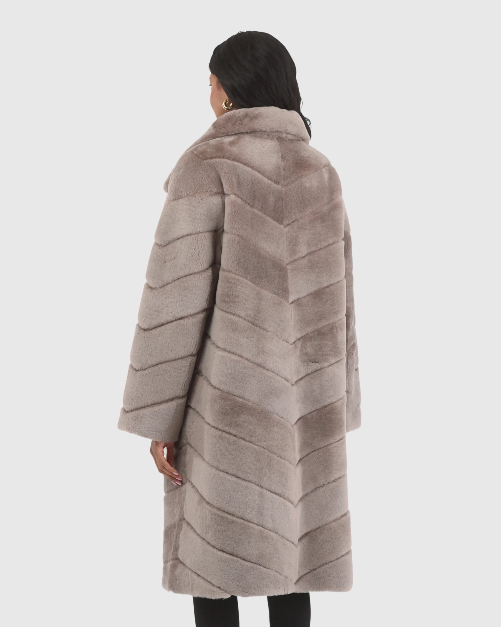 Reversible Merino Shearling Lamb Chevron Short Coat - Image 33