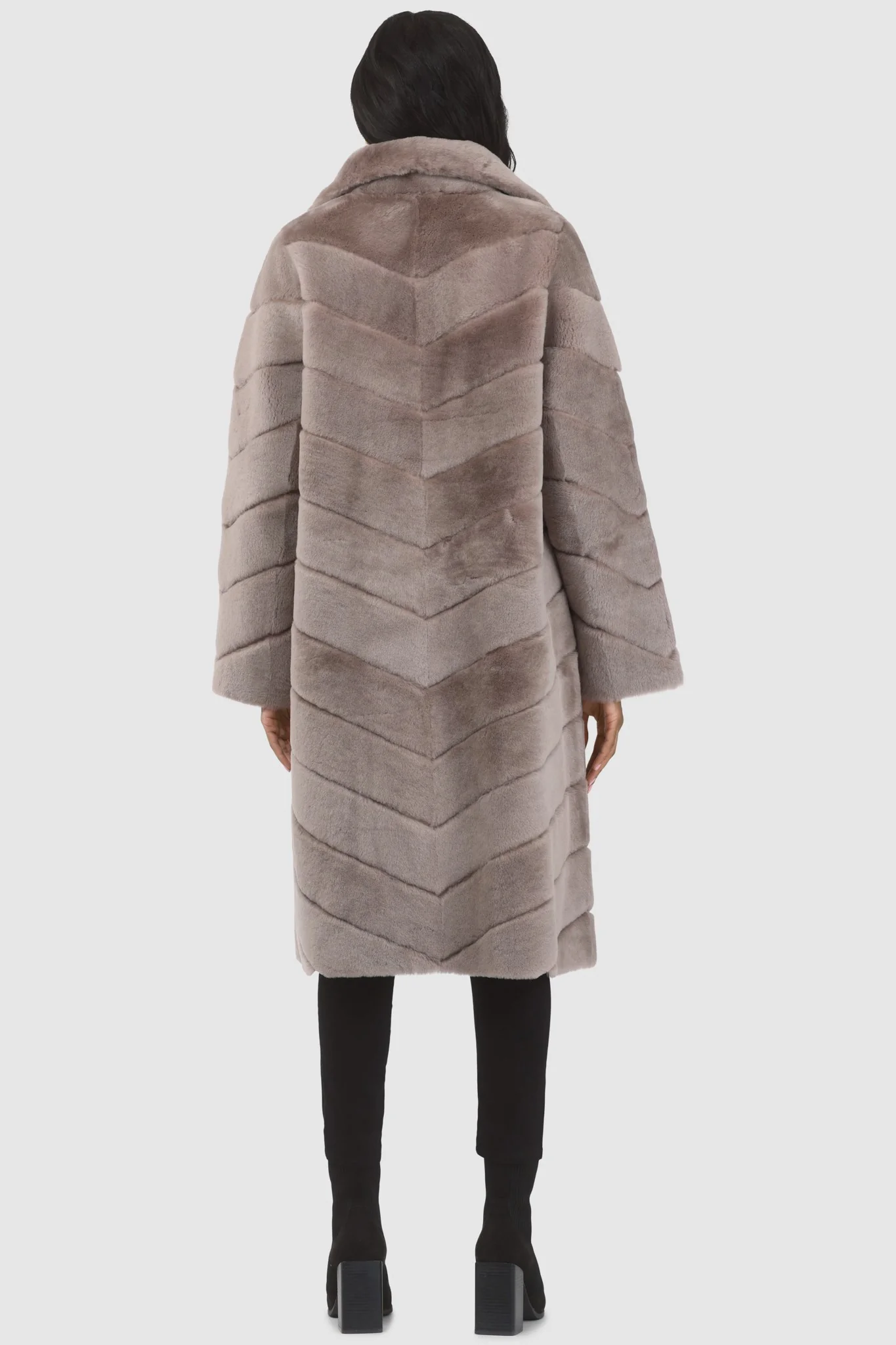 Reversible Merino Shearling Lamb Chevron Short Coat - Image 40