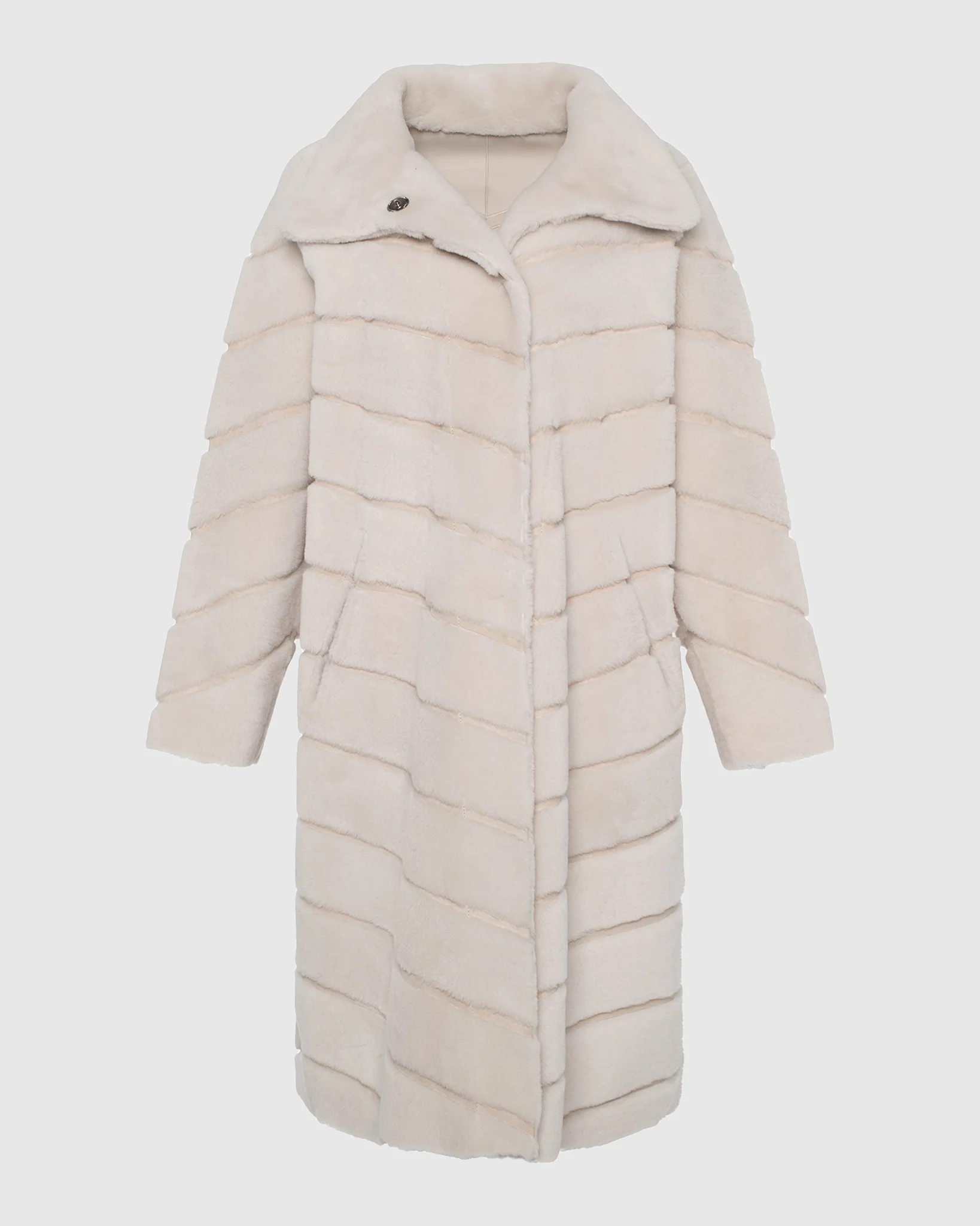Reversible Merino Shearling Lamb Chevron Short Coat - Image 41
