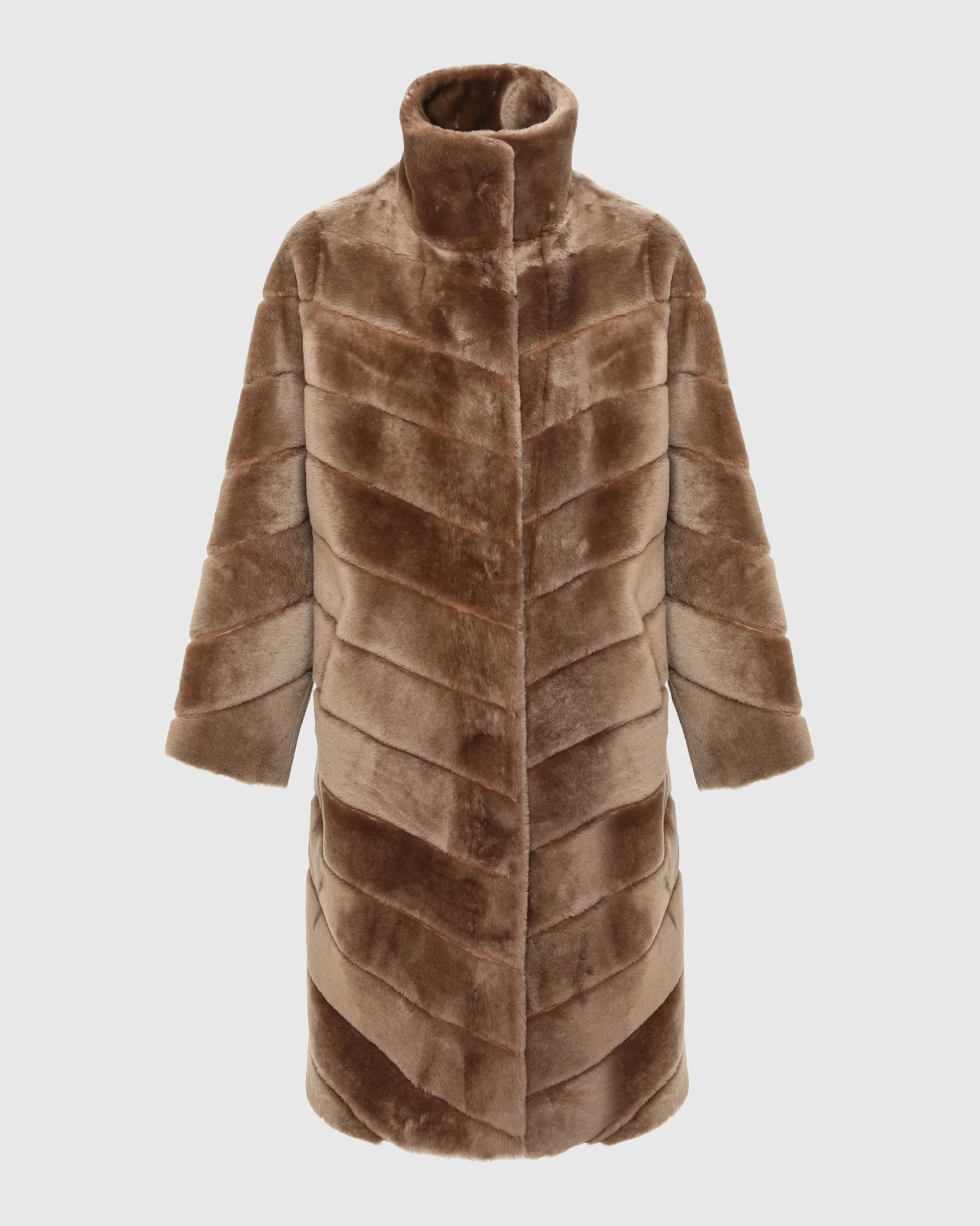 Reversible Merino Shearling Lamb Chevron Short Coat - Image 43