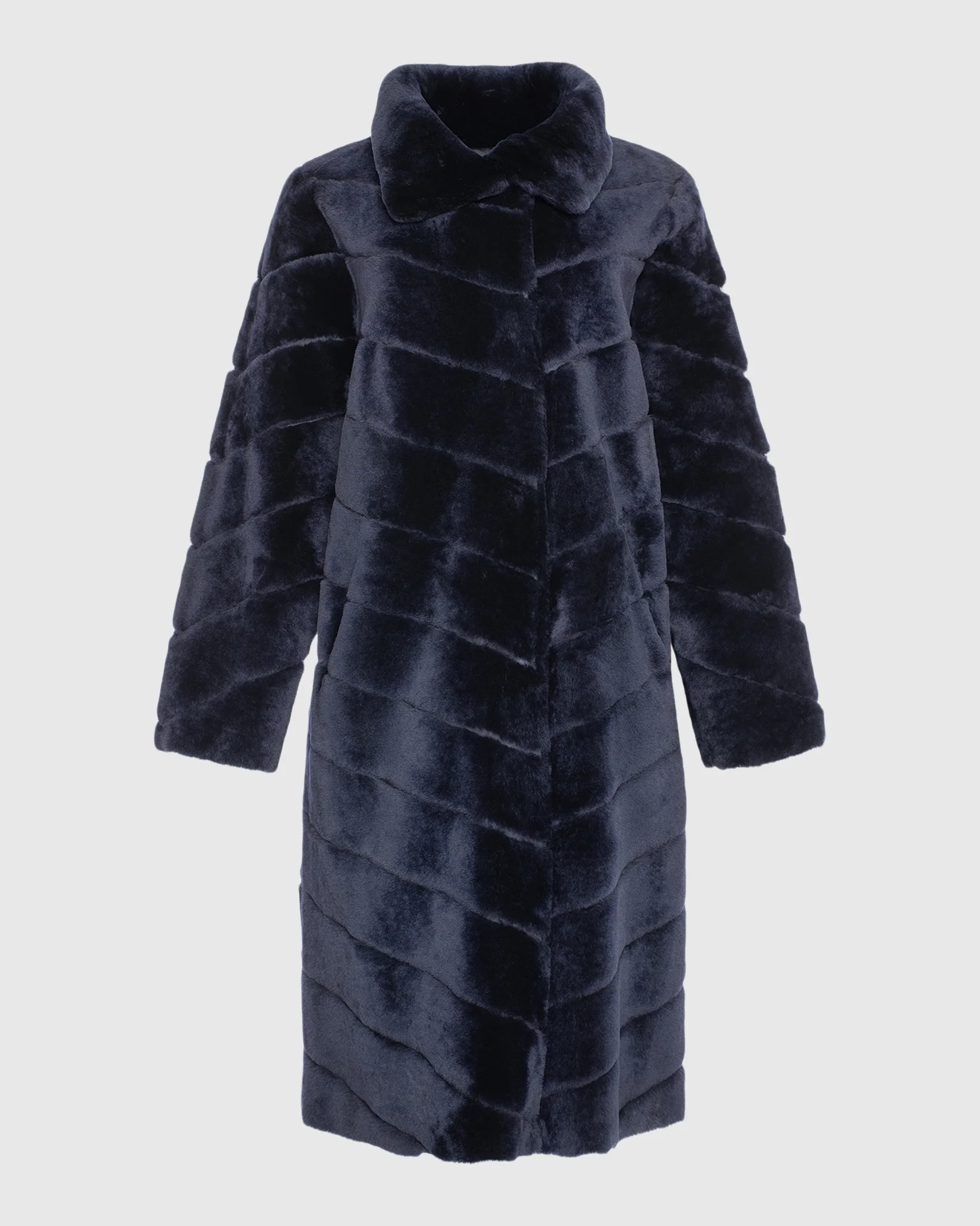Reversible Merino Shearling Lamb Chevron Short Coat - Image 44