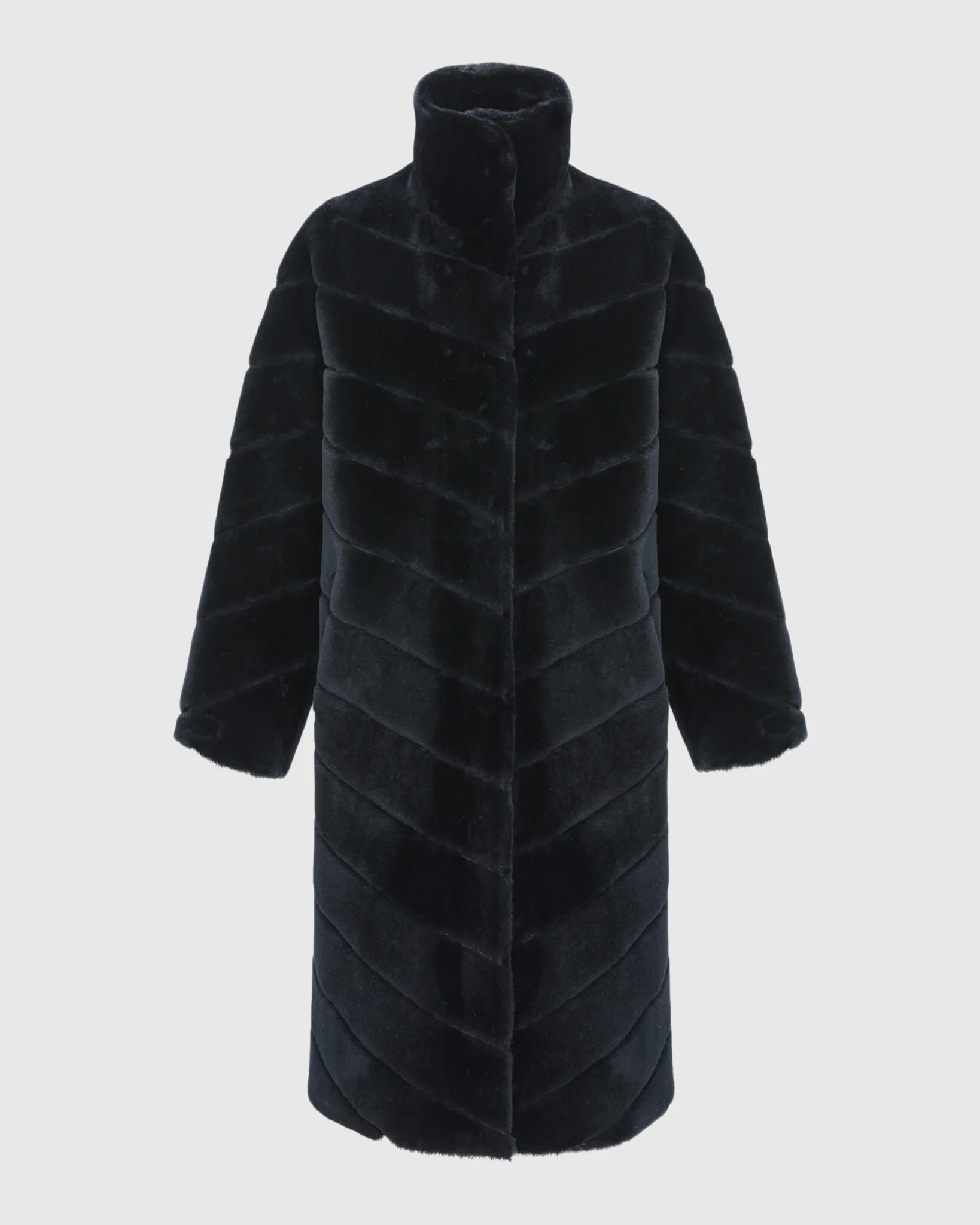 Reversible Merino Shearling Lamb Chevron Short Coat - Image 45