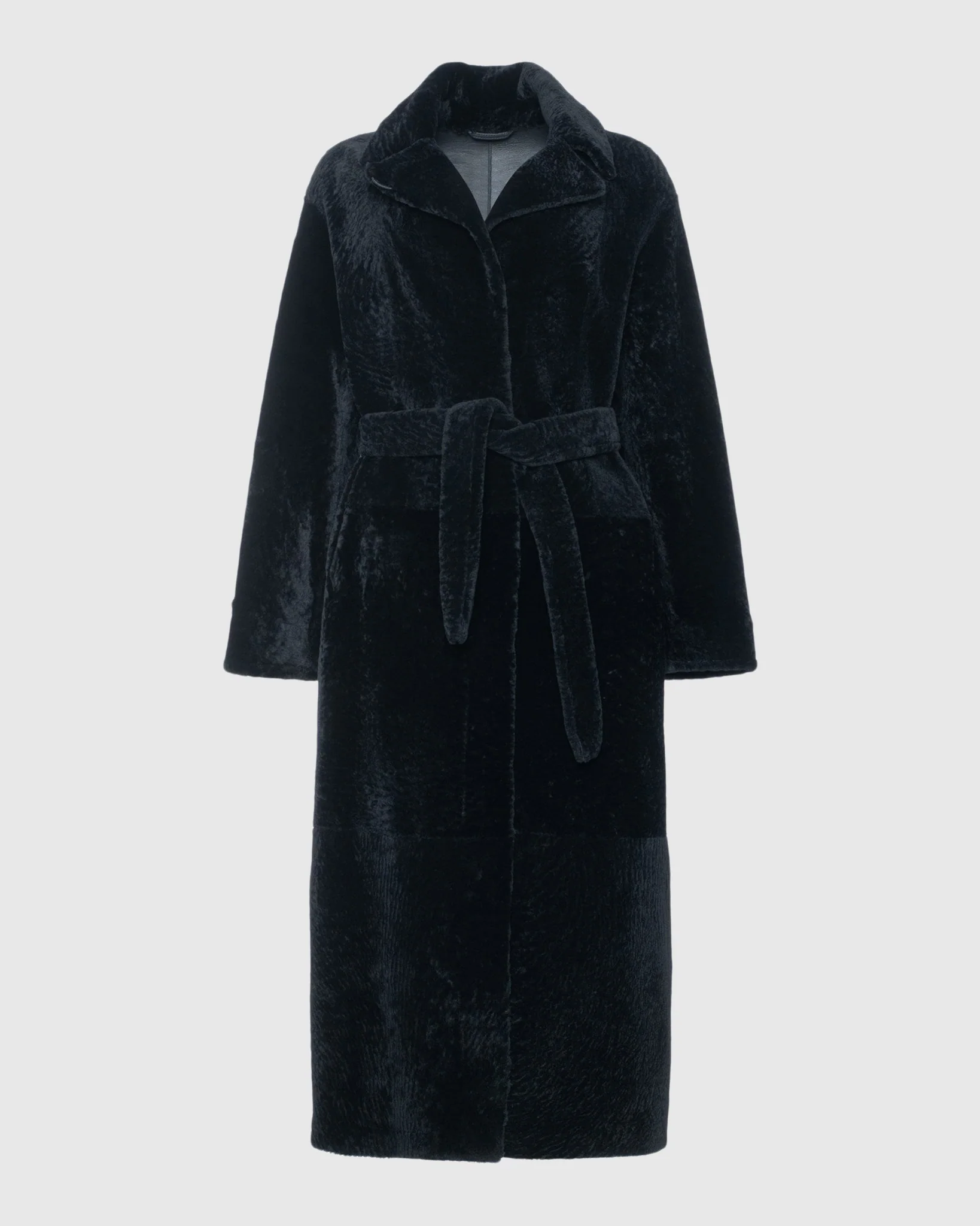 Reversible Select Shearling Lamb Coat With Side Slits And Belt - Image 14