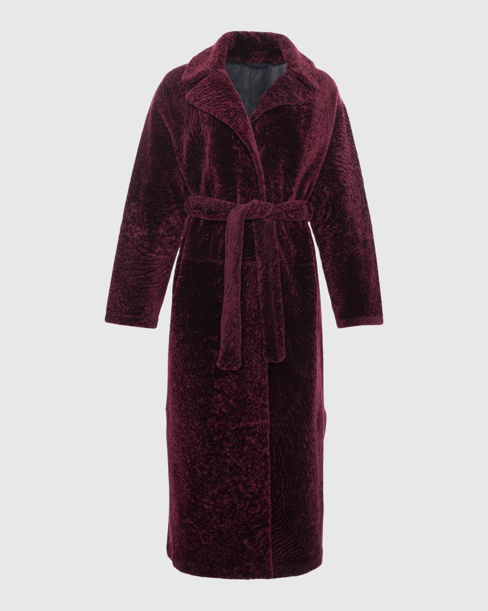Reversible Select Shearling Lamb Coat With Side Slits And Belt - Image 17