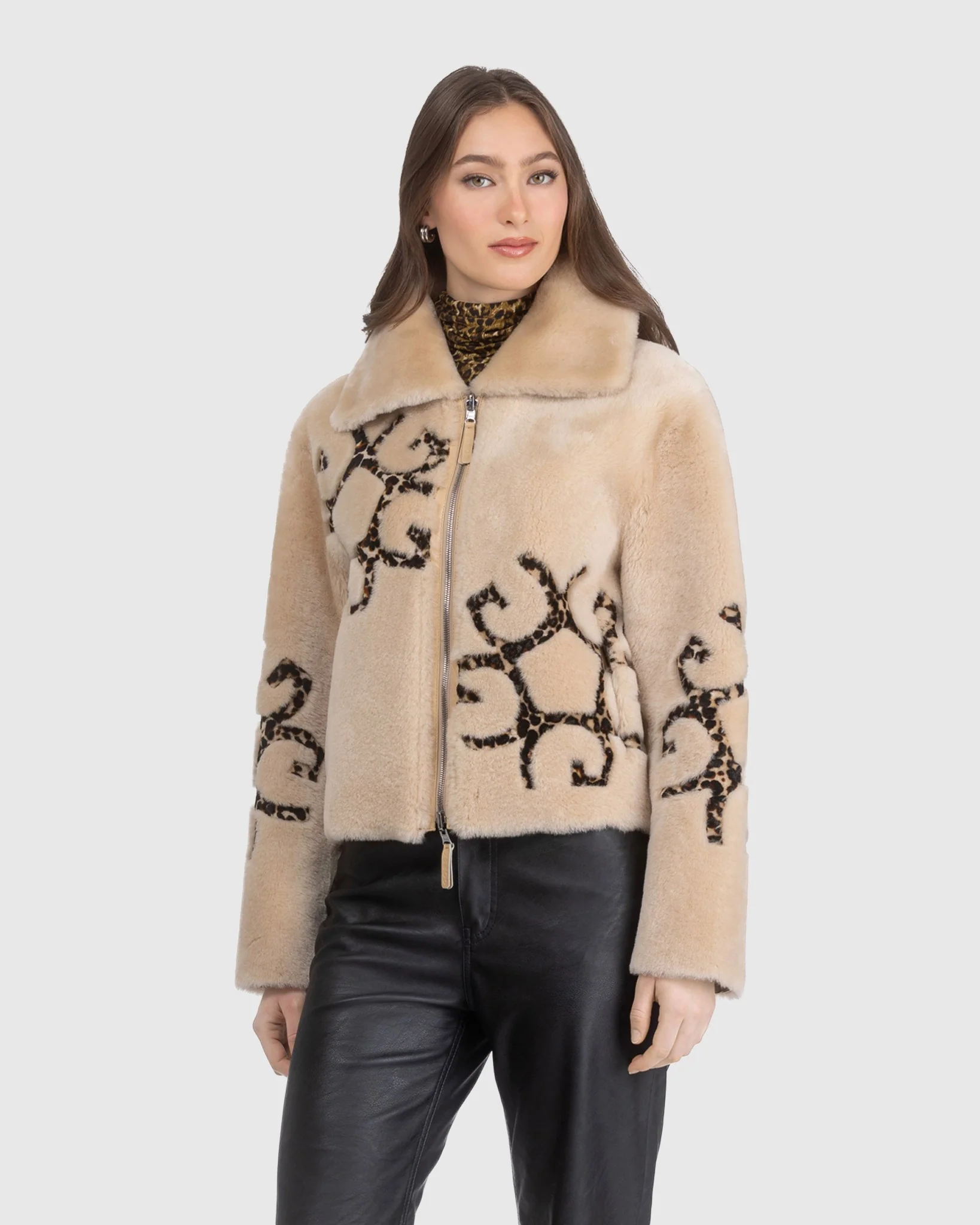 Reversible Shearling Lamb Jacket With Gorski Insignia Intarsia - Image 3