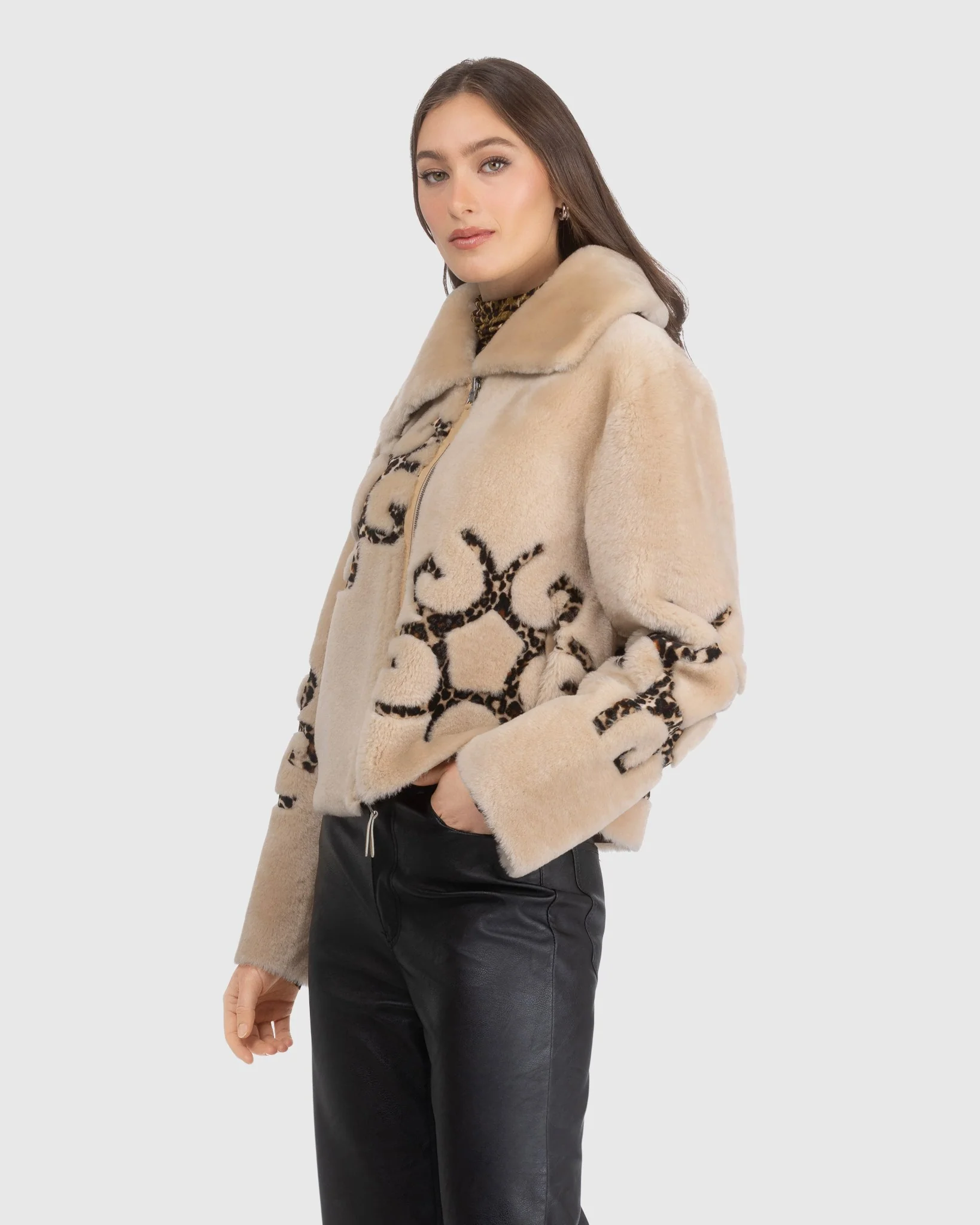 Reversible Shearling Lamb Jacket With Gorski Insignia Intarsia - Image 4