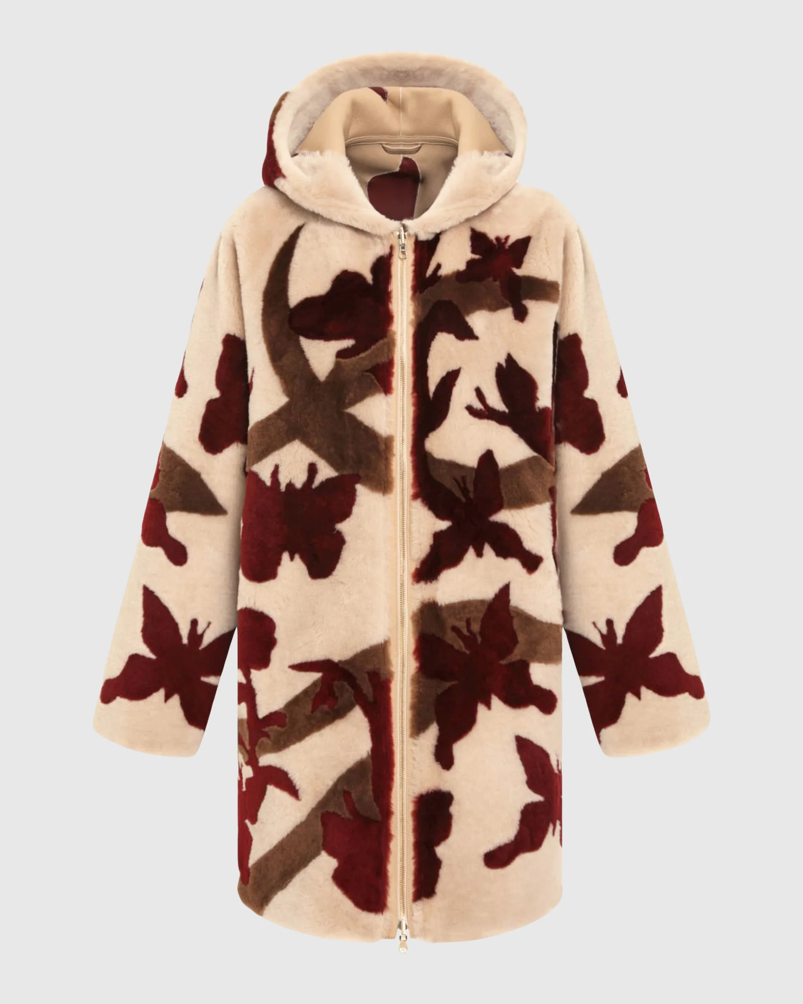 Reversible Shearling Lamb Parka With Butterfly Intarsia - Image 7