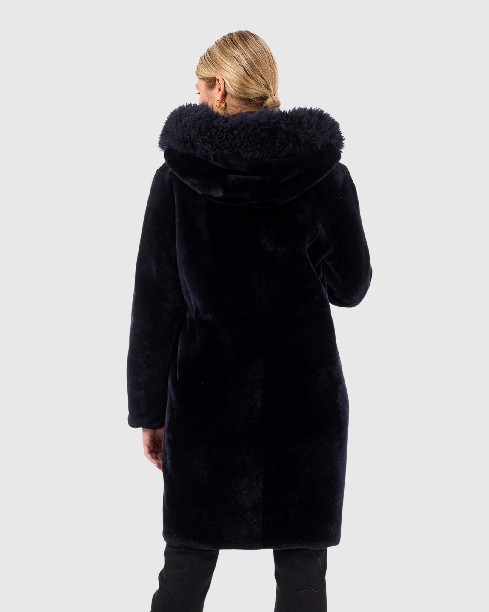 REVERSIBLE SHEARLING LAMB PARKA WITH CASHMERE GOAT HOOD TRIM - Image 3