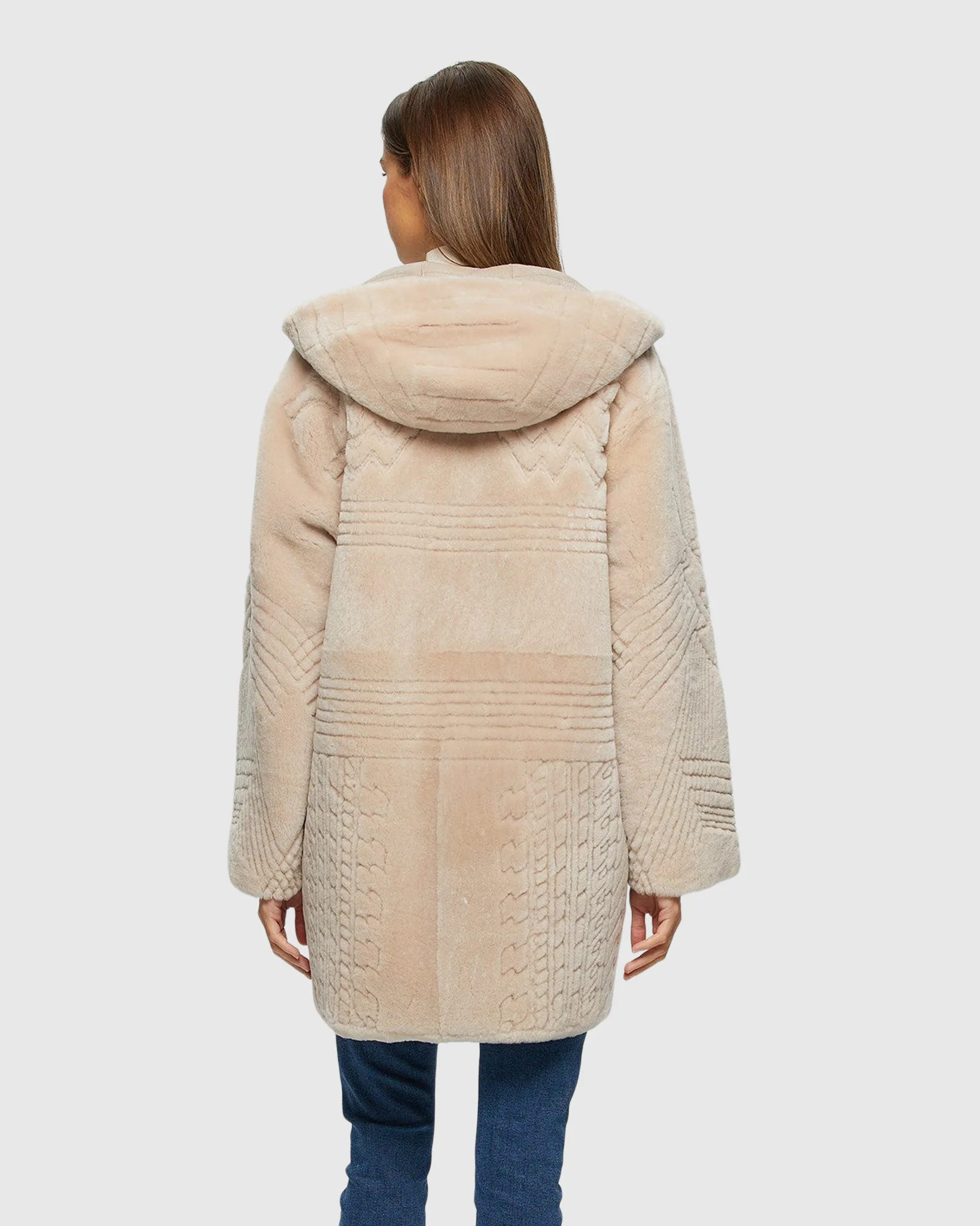 REVERSIBLE SHEARLING LAMB PARKA WITH GROOVED PATTERN - Image 11