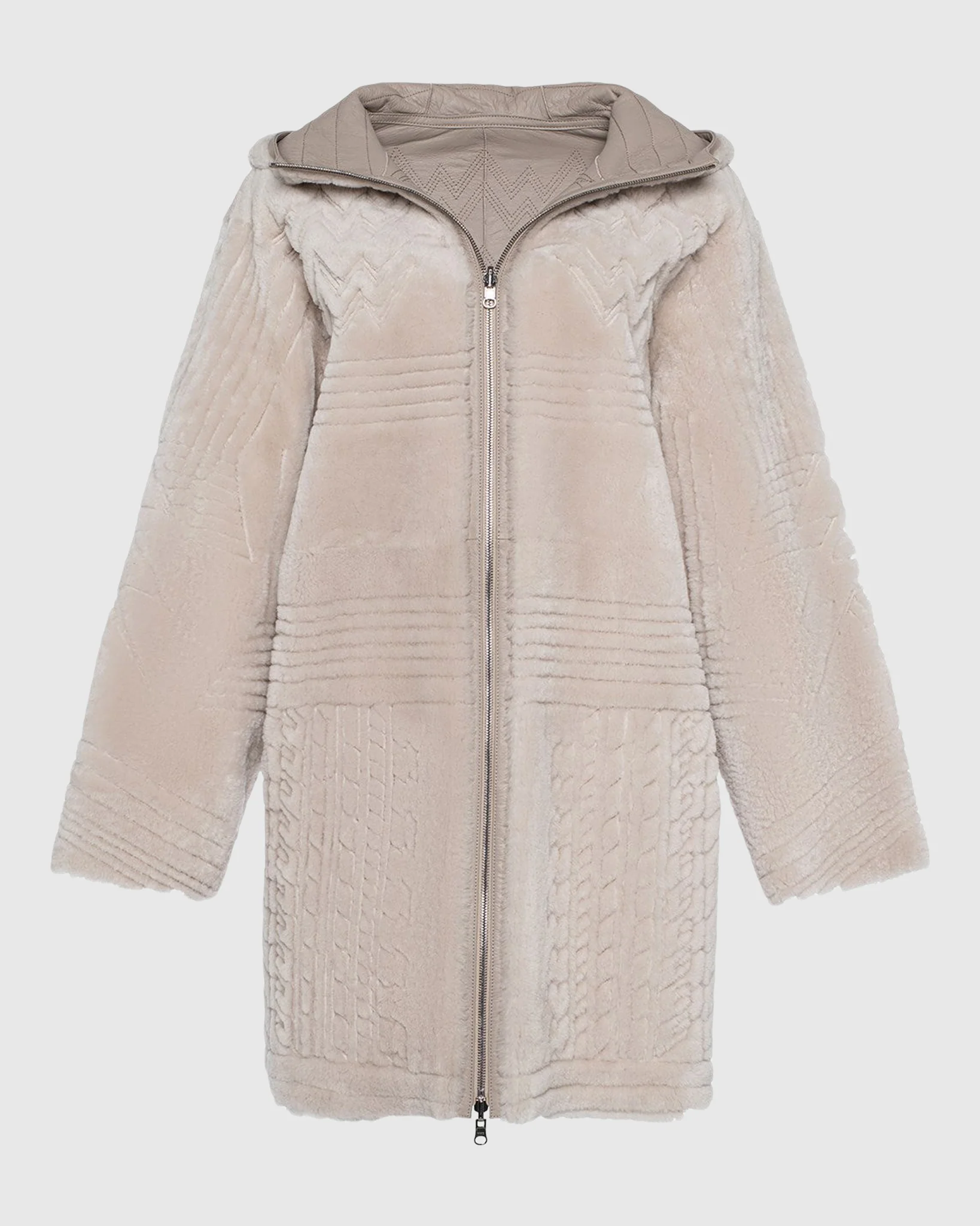 REVERSIBLE SHEARLING LAMB PARKA WITH GROOVED PATTERN - Image 13