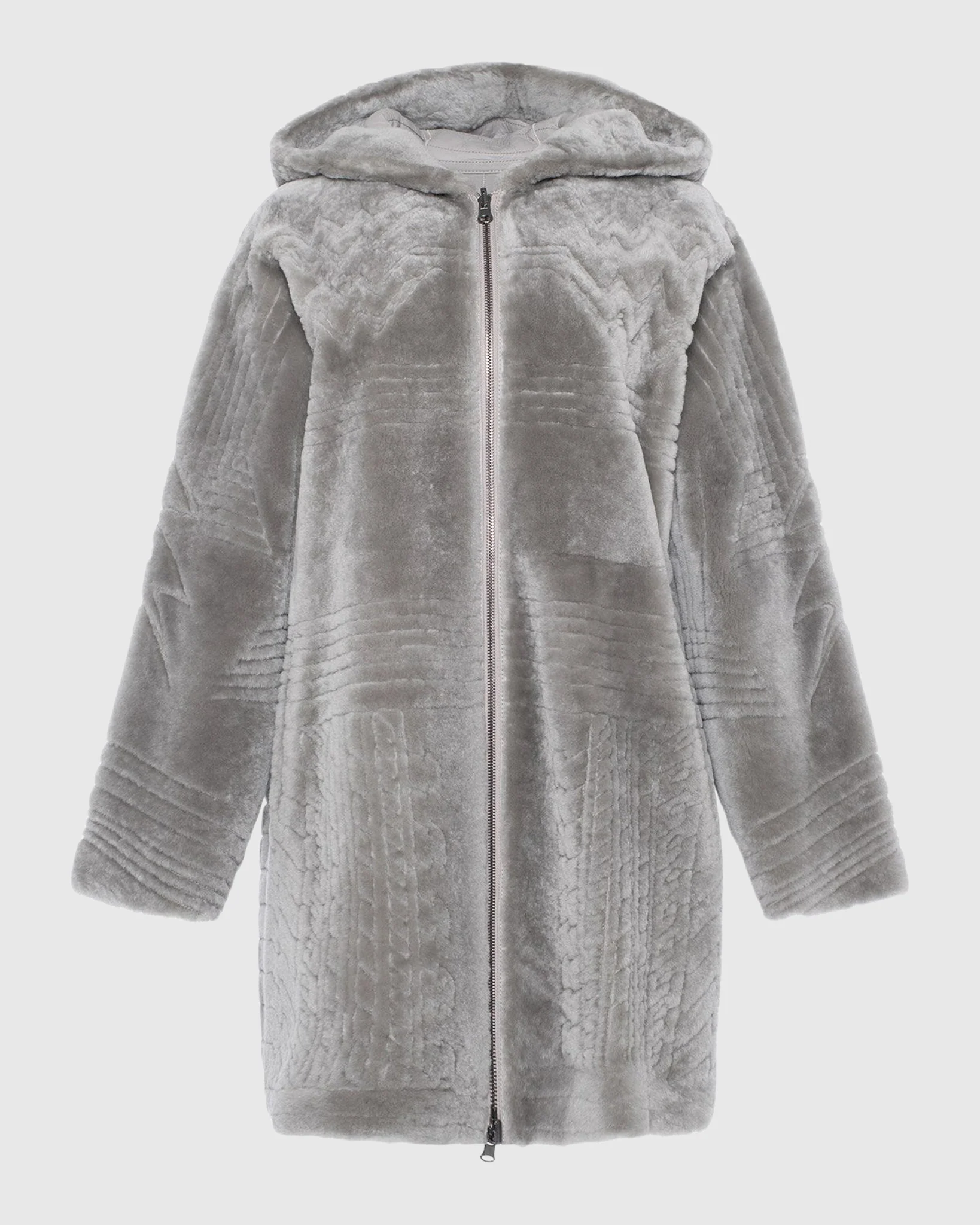 REVERSIBLE SHEARLING LAMB PARKA WITH GROOVED PATTERN - Image 14